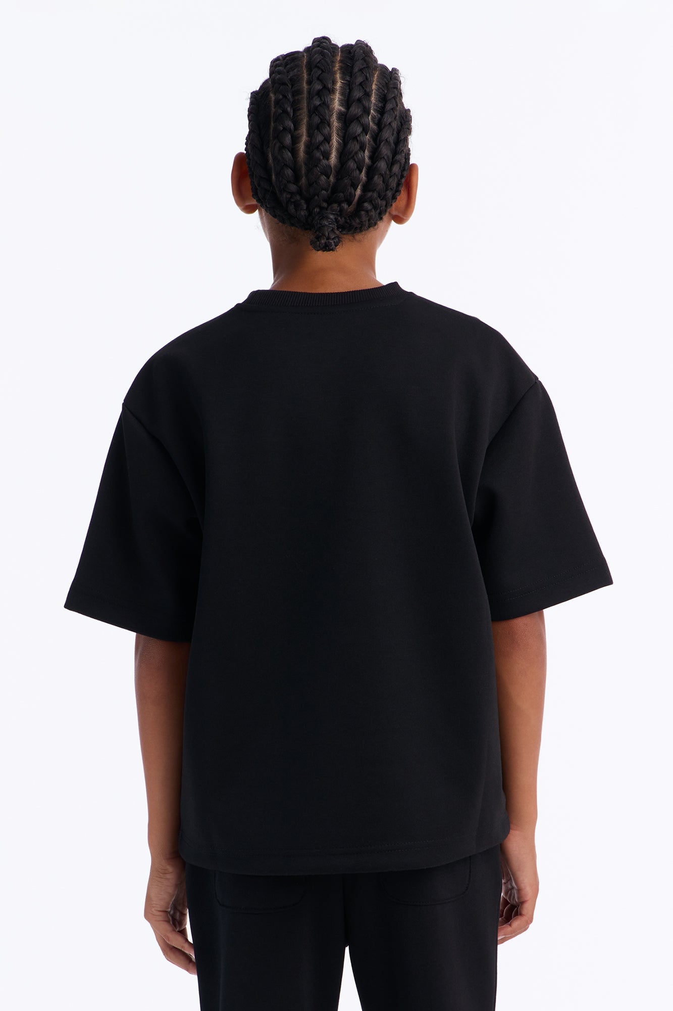 Mini Structured Fleece Paneled Tee - Black image 3