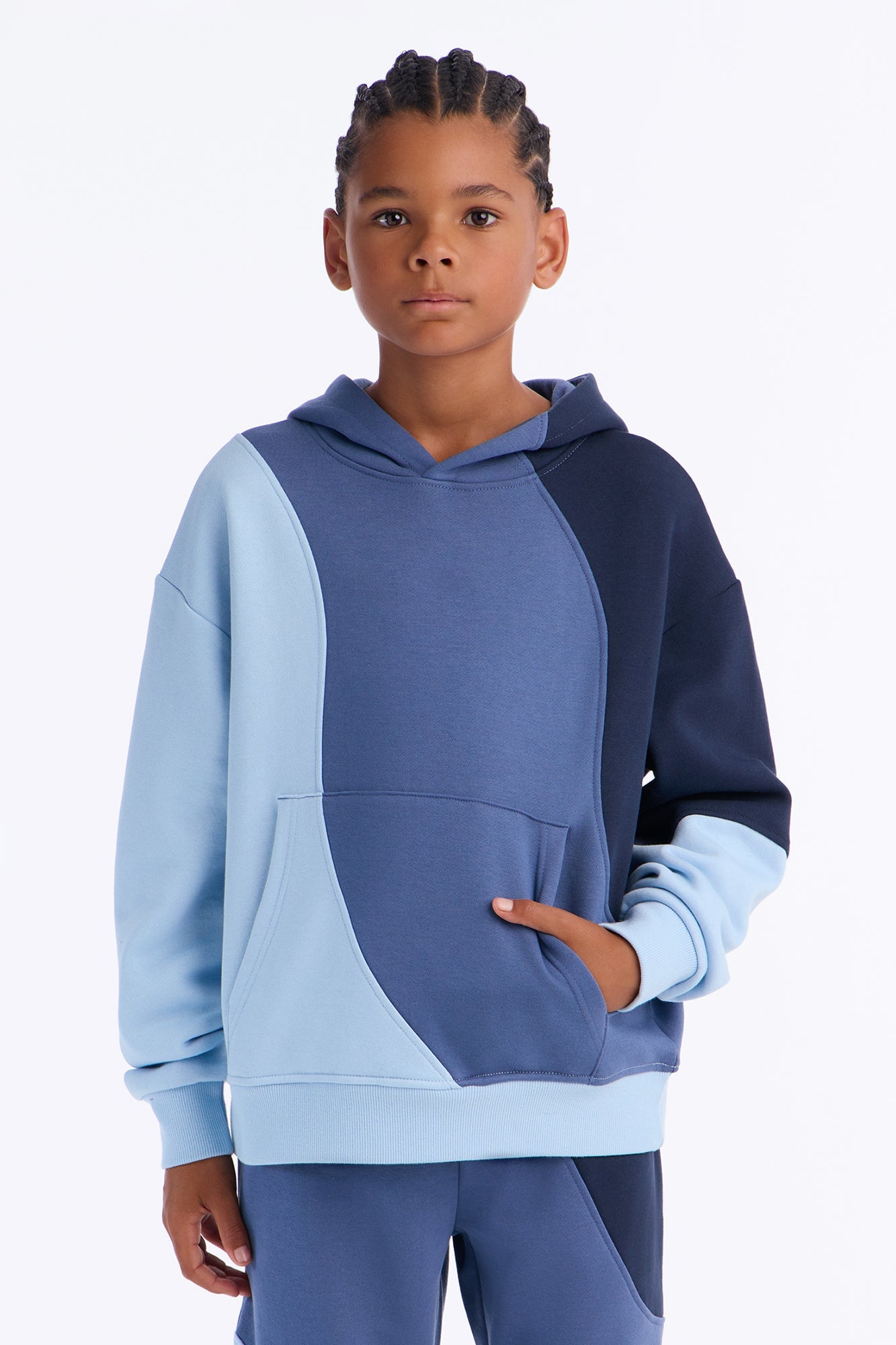 Mini Oversized Neapolitan Paneled Hoodie - Blue image 1