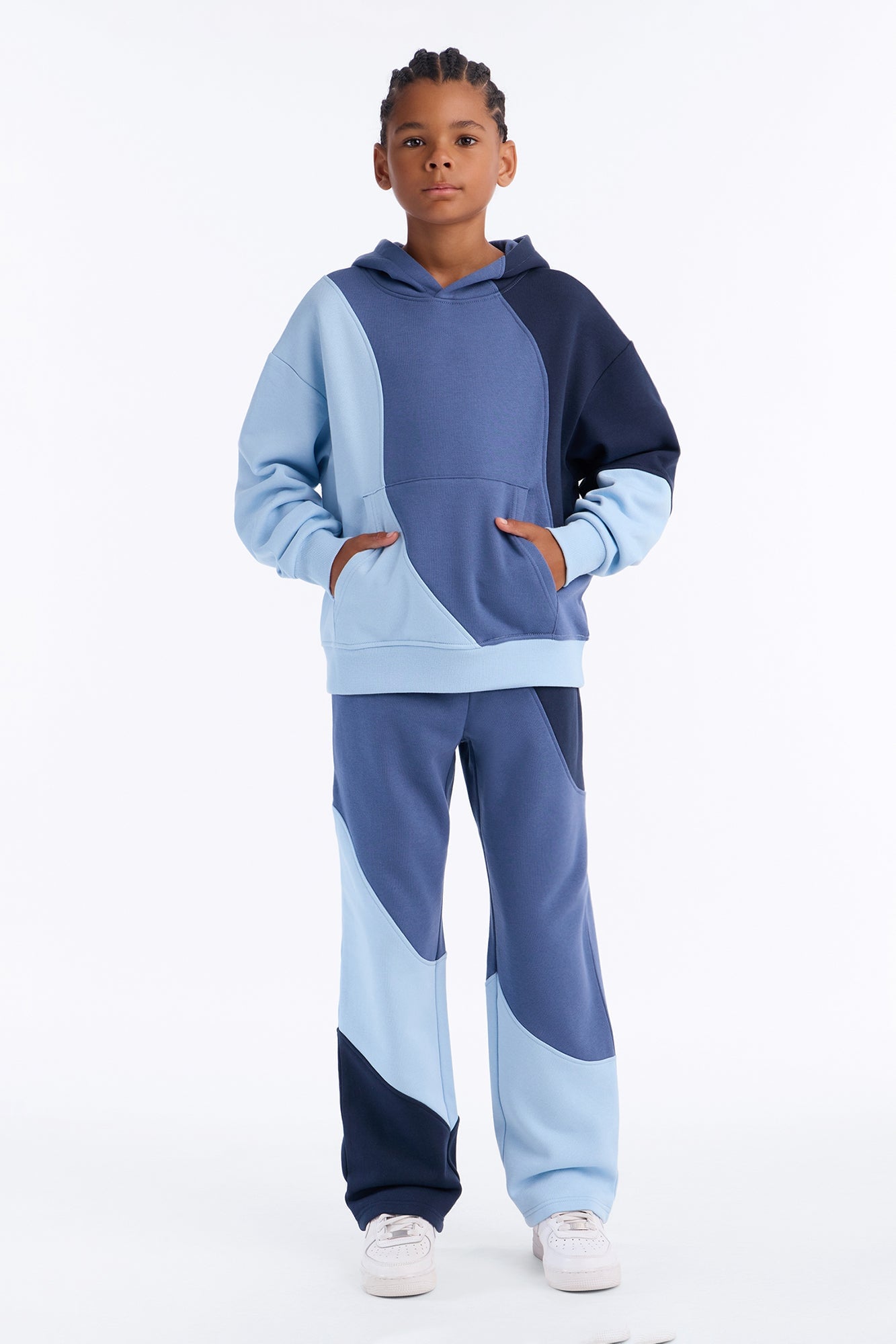 Mini Oversized Neapolitan Paneled Hoodie - Blue image 2