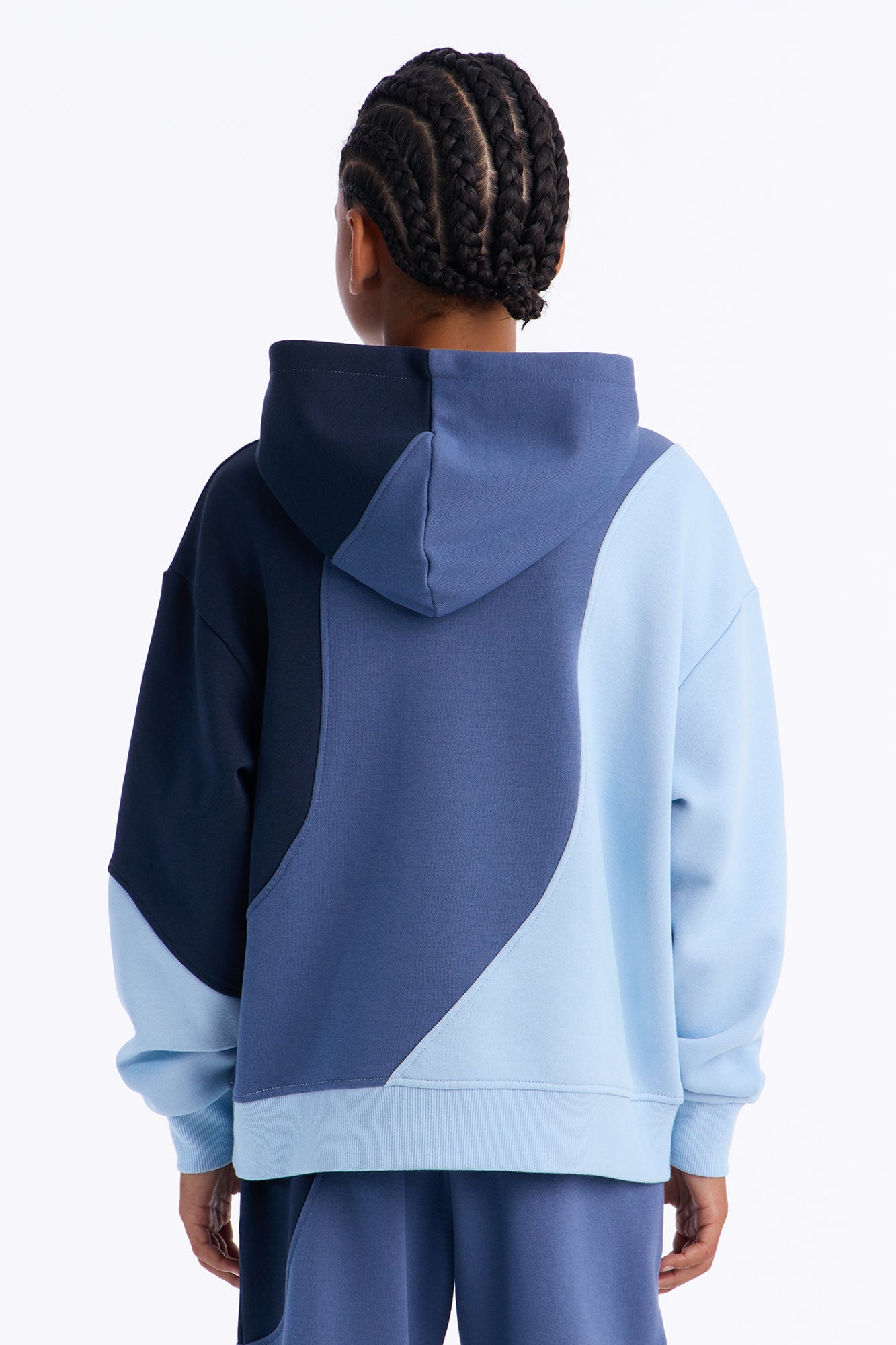 Mini Oversized Neapolitan Paneled Hoodie - Blue image 3