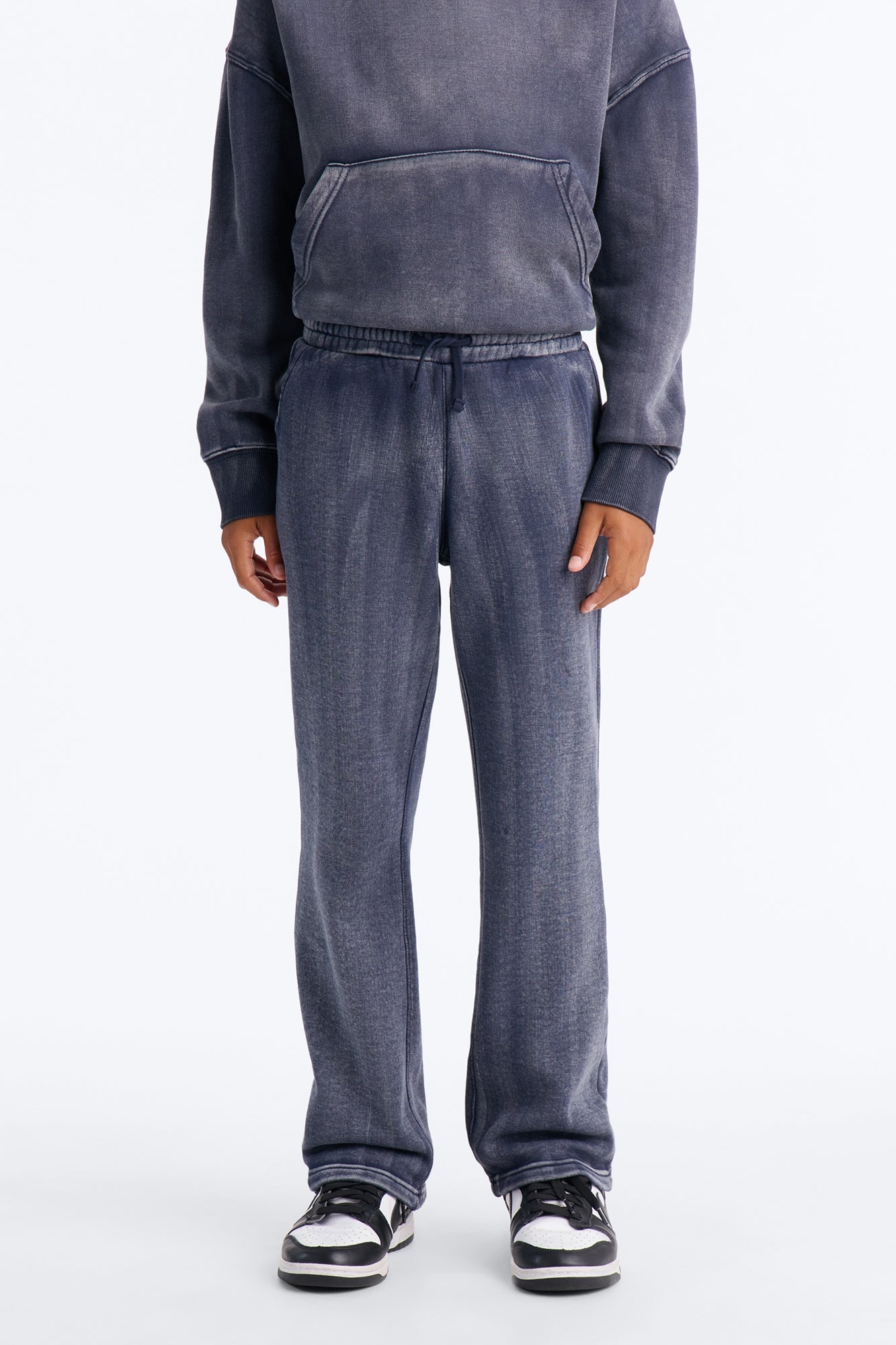 Mini Acid Wash Heavyweight Slim Flare Sweatpants - Navy image 2