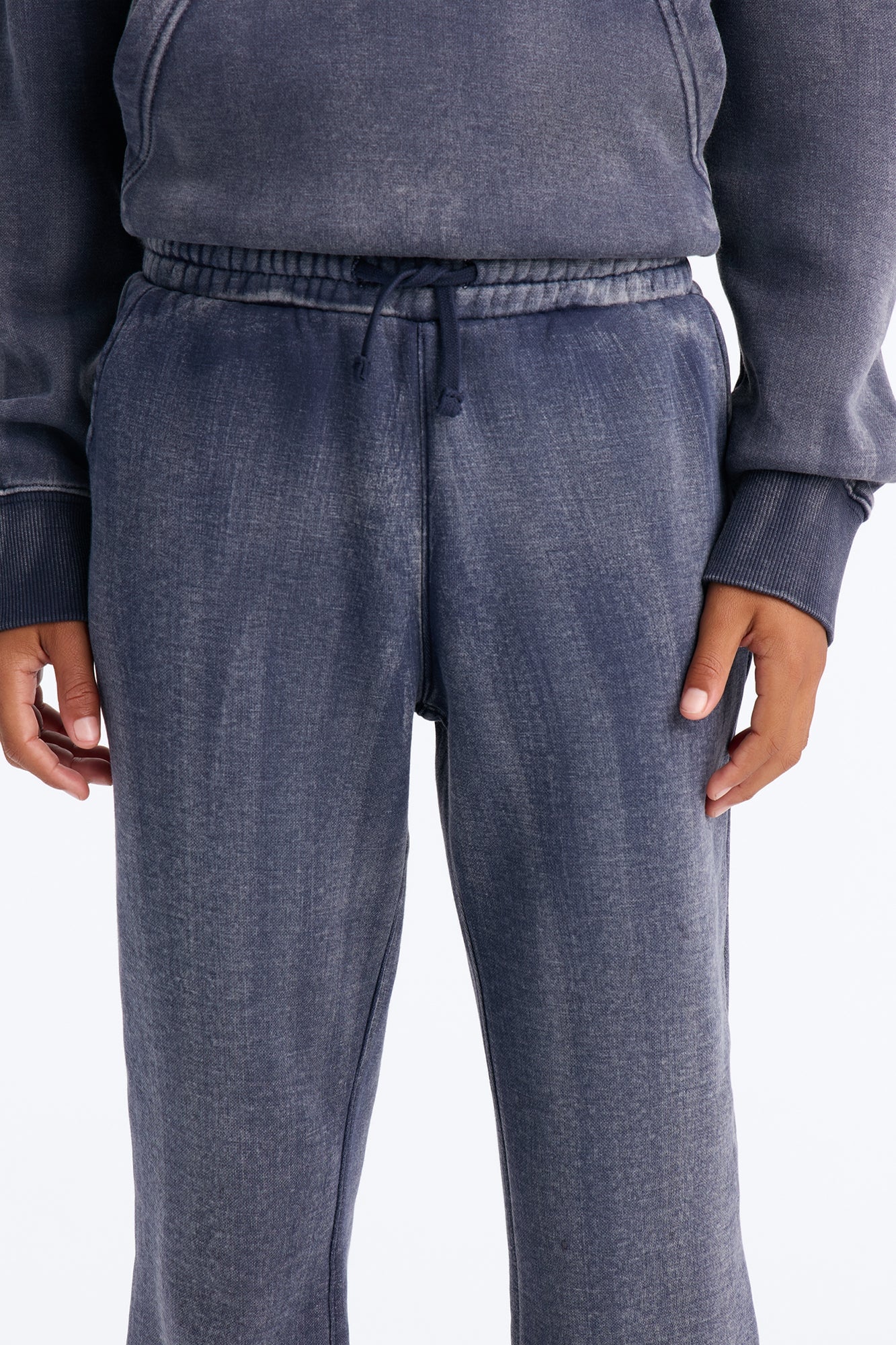 Mini Acid Wash Heavyweight Slim Flare Sweatpants - Navy image 4