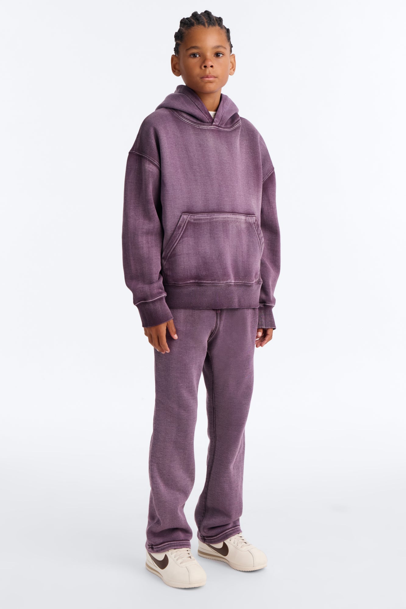 Mini Acid Wash Heavyweight Slim Flare Sweatpants - Purple image 1