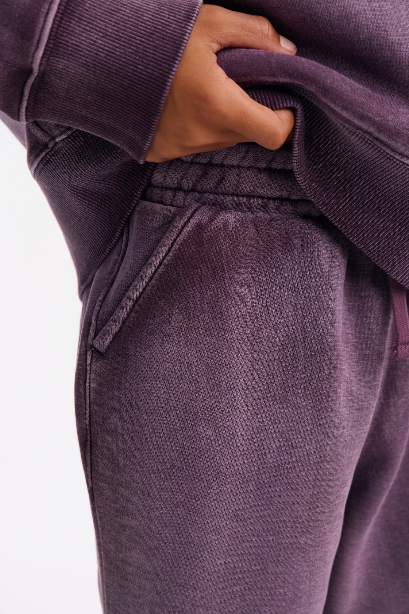 Mini Acid Wash Heavyweight Slim Flare Sweatpants - Purple image 2