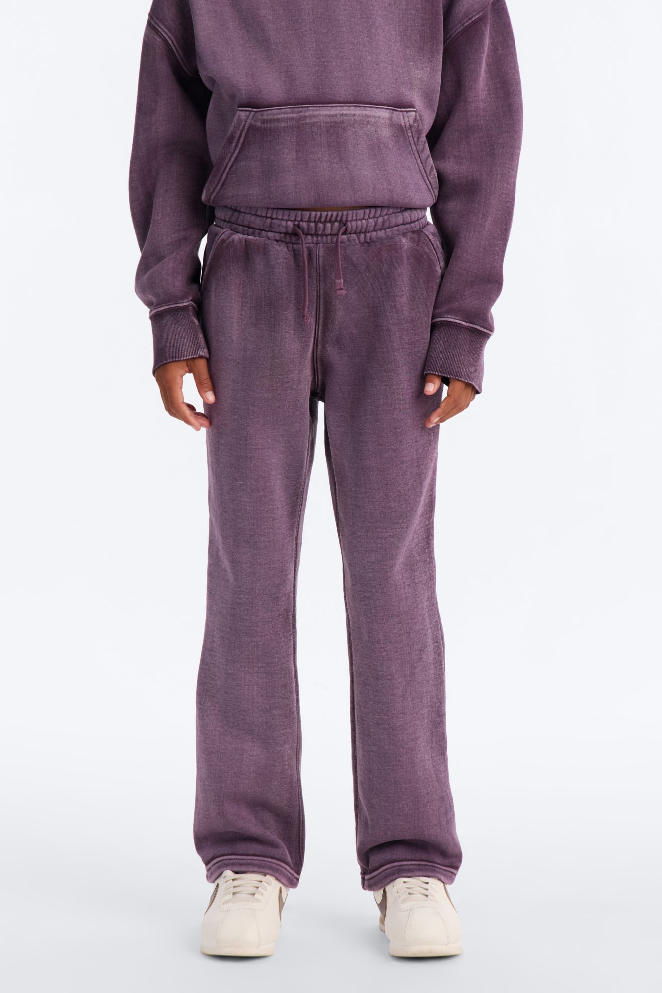 Mini Acid Wash Heavyweight Slim Flare Sweatpants - Purple image 3