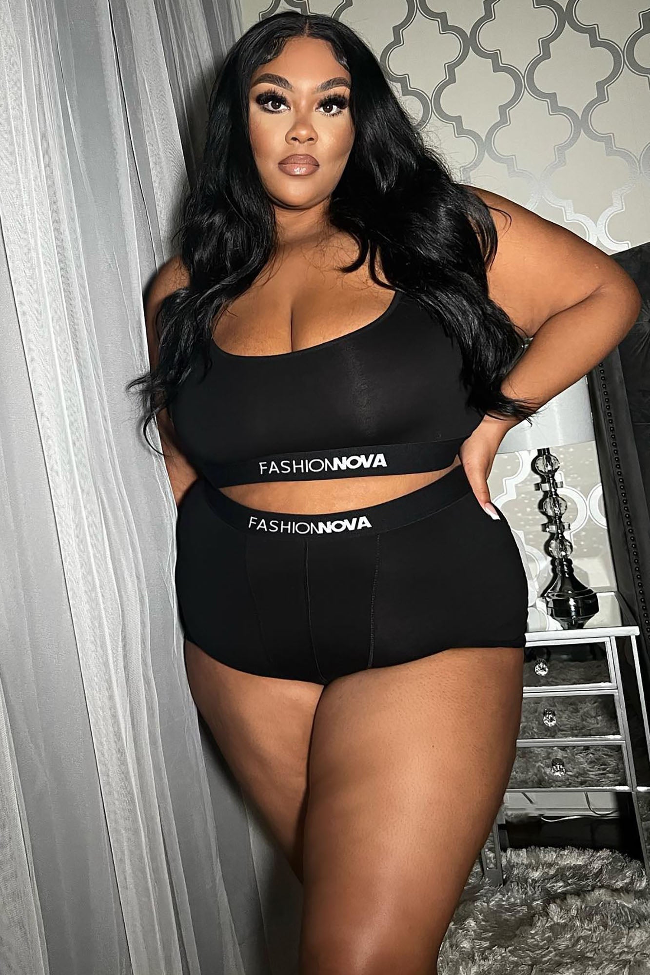 FN Mood Cami And Boxer Set - Black image 1