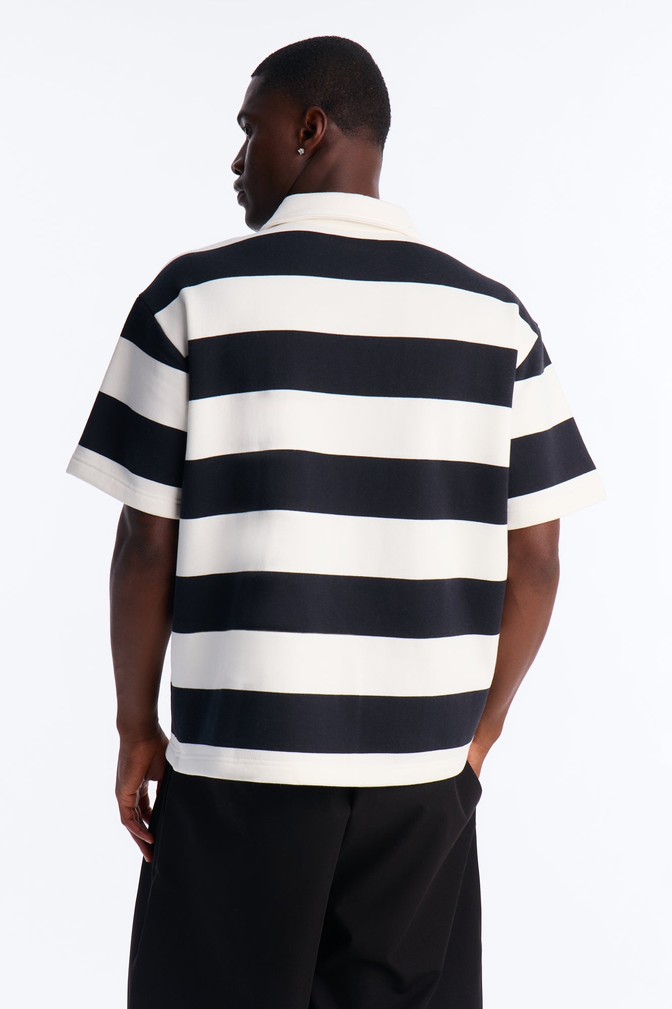 NO 42 Fast Stripe Fleece Polo - Black/combo image 8