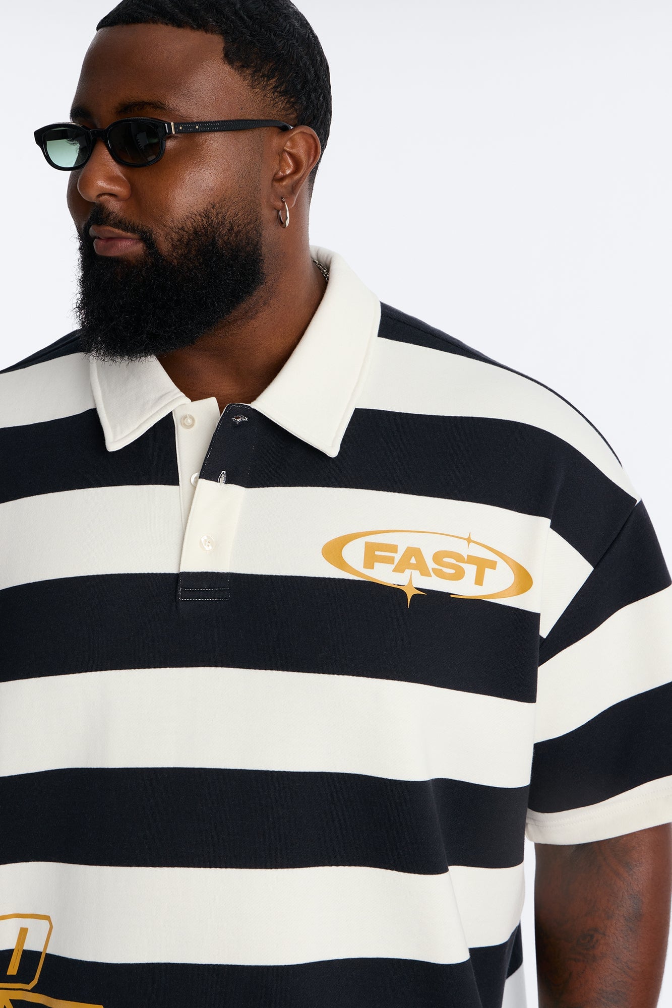 NO 42 Fast Stripe Fleece Polo - Black/combo image 3