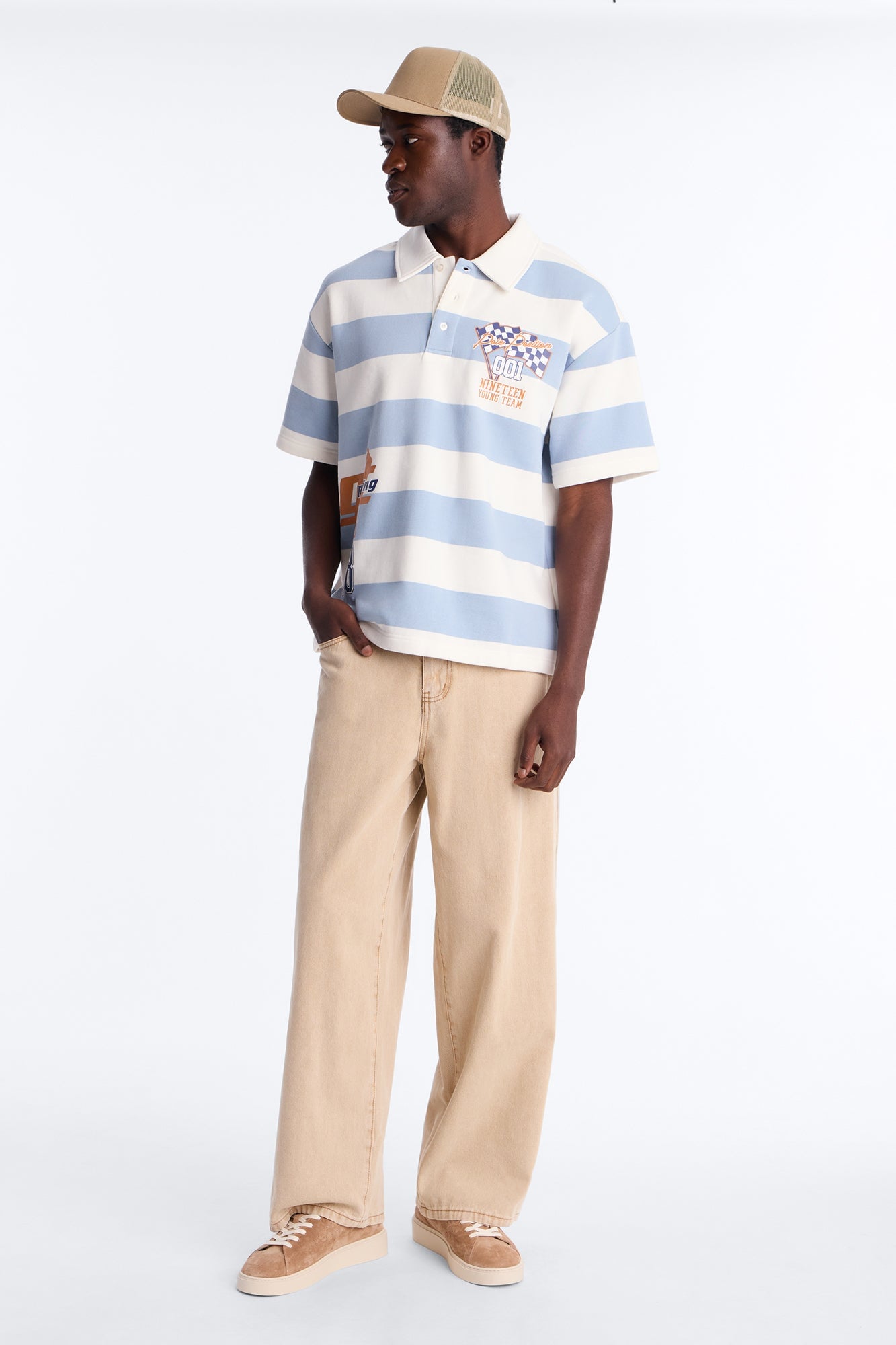Racer 38 Stripe Fleece Polo - Blue/combo image 6