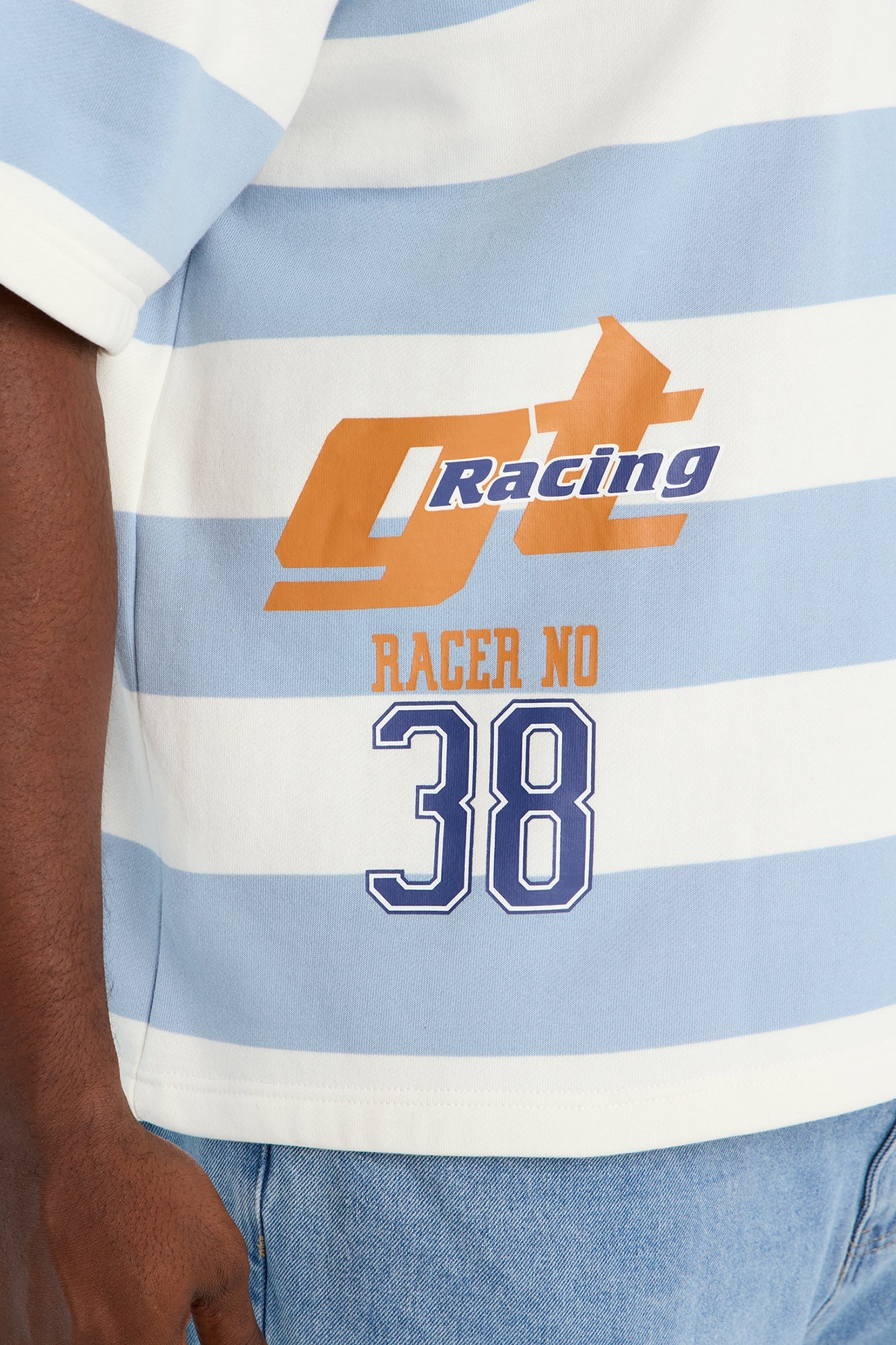 Racer 38 Stripe Fleece Polo - Blue/combo image 3