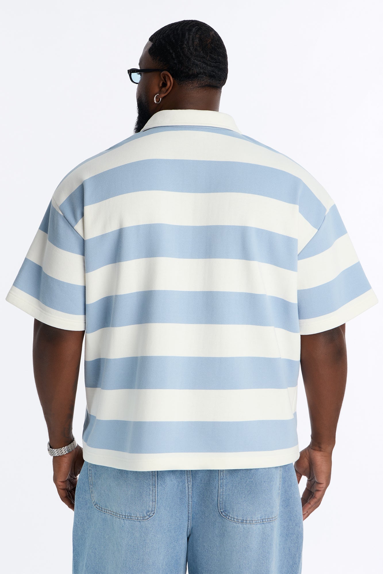 Racer 38 Stripe Fleece Polo - Blue/combo image 4