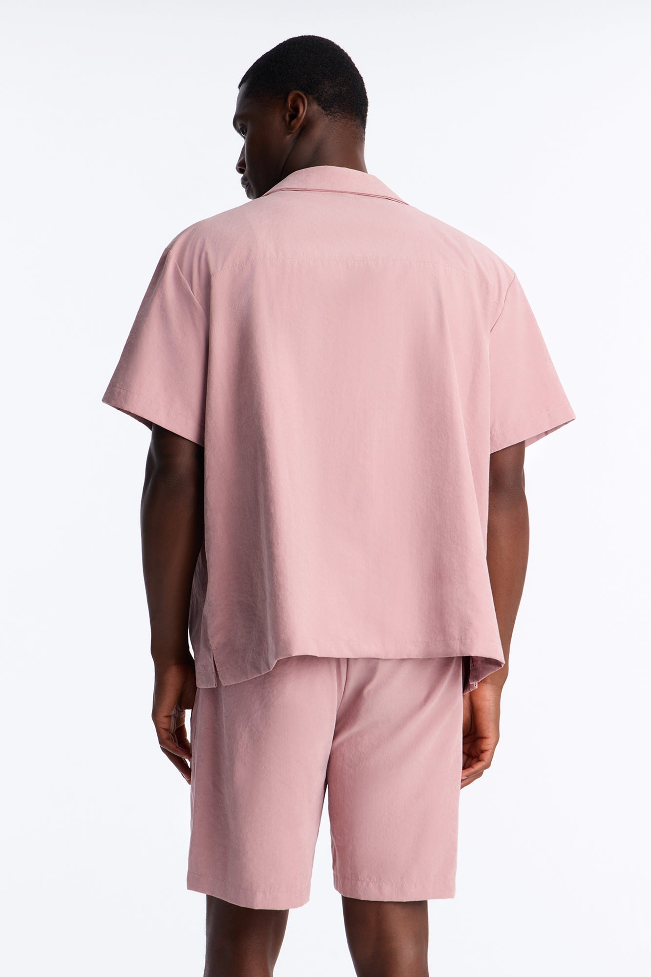 Neo Faux Suede Relaxed Cuban Collar Shirt - Mauve image 8