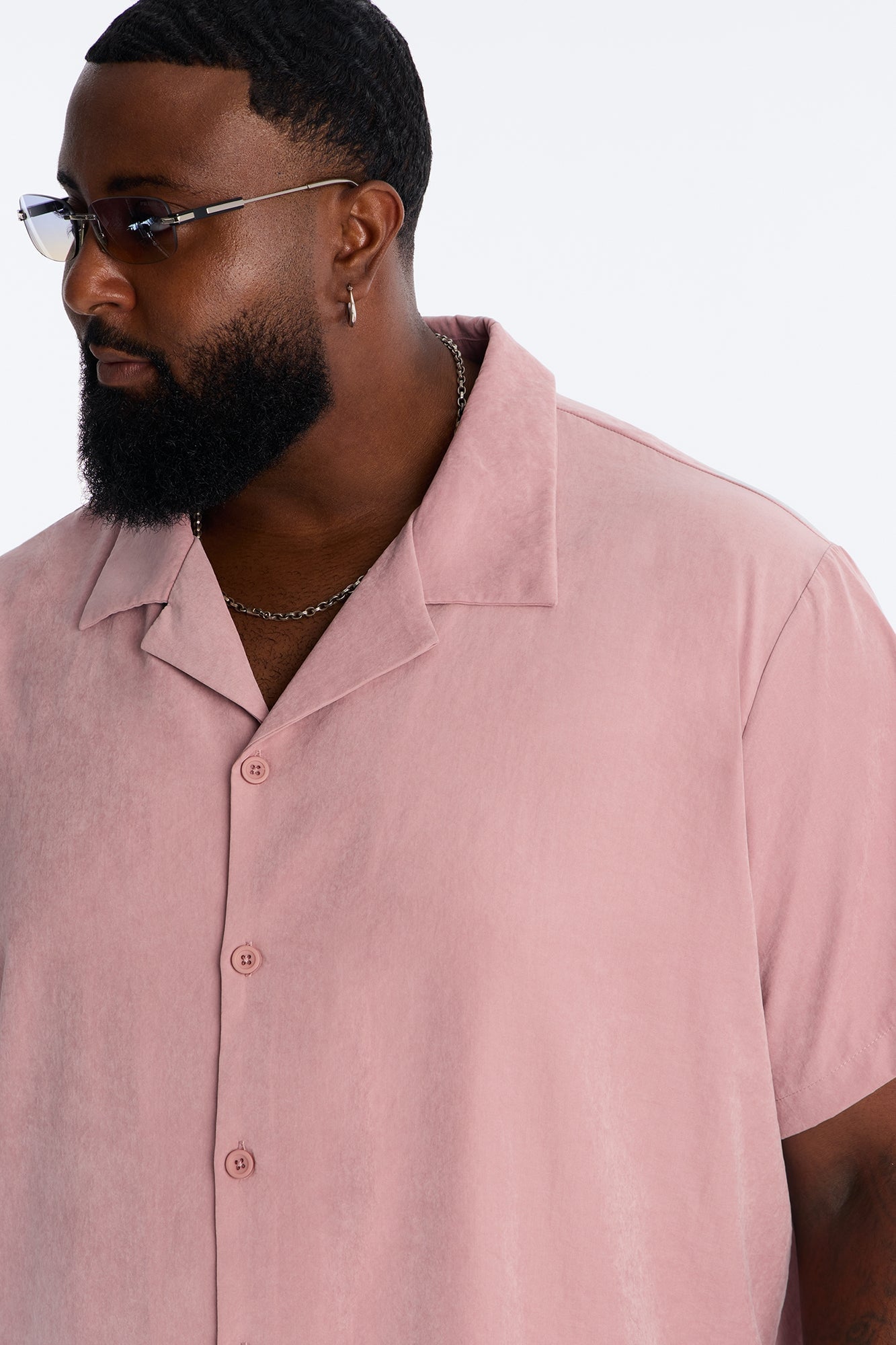 Neo Faux Suede Relaxed Cuban Collar Shirt - Mauve image 3