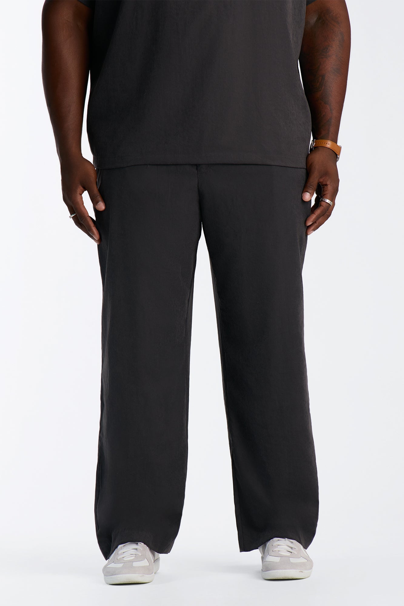 Neo Faux Suede Straight Leg Trouser - Black image 2