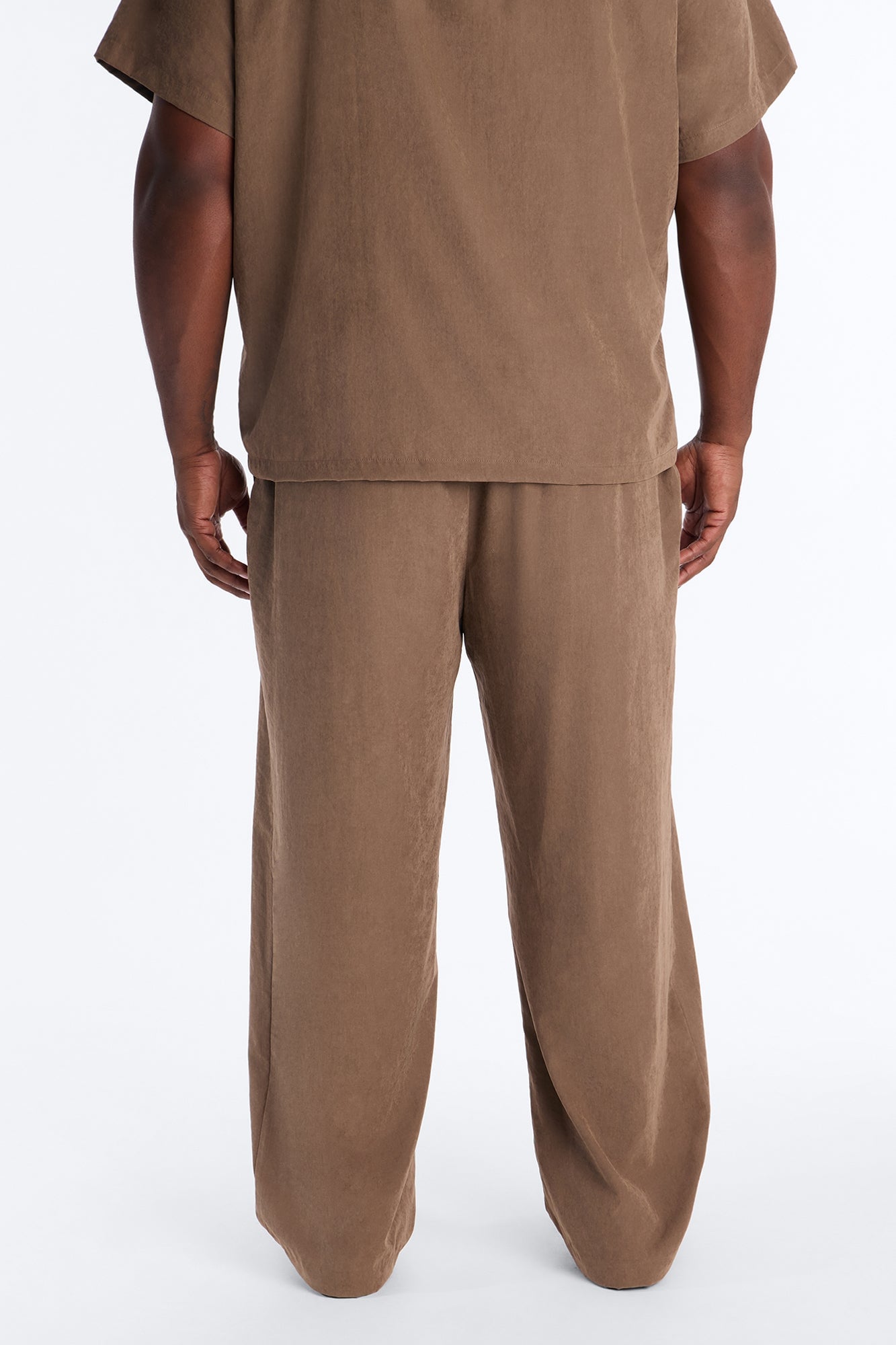 Neo Faux Suede Straight Leg Trouser - Brown image 4