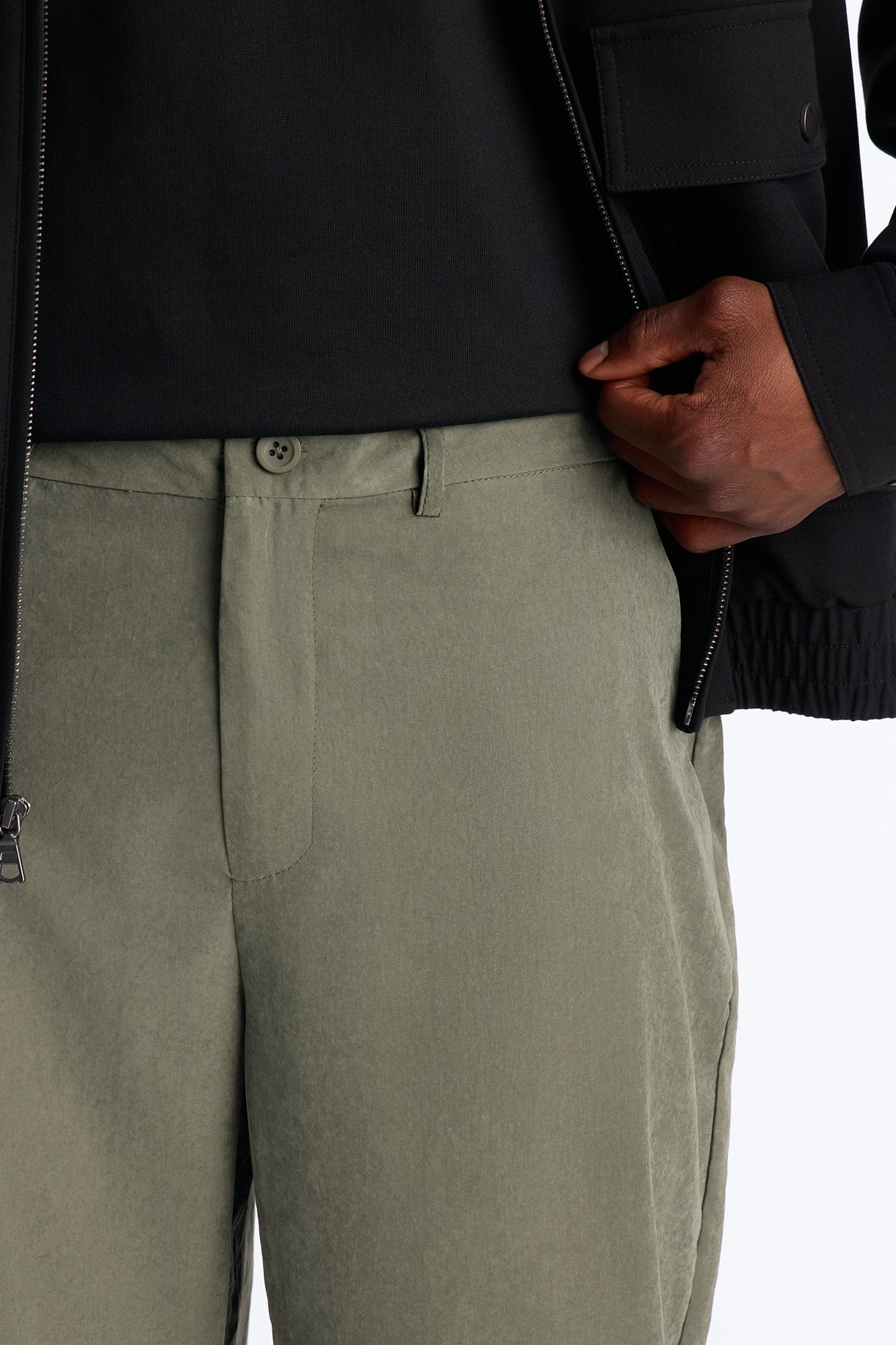 Neo Faux Suede Straight Leg Trouser - Olive image 7