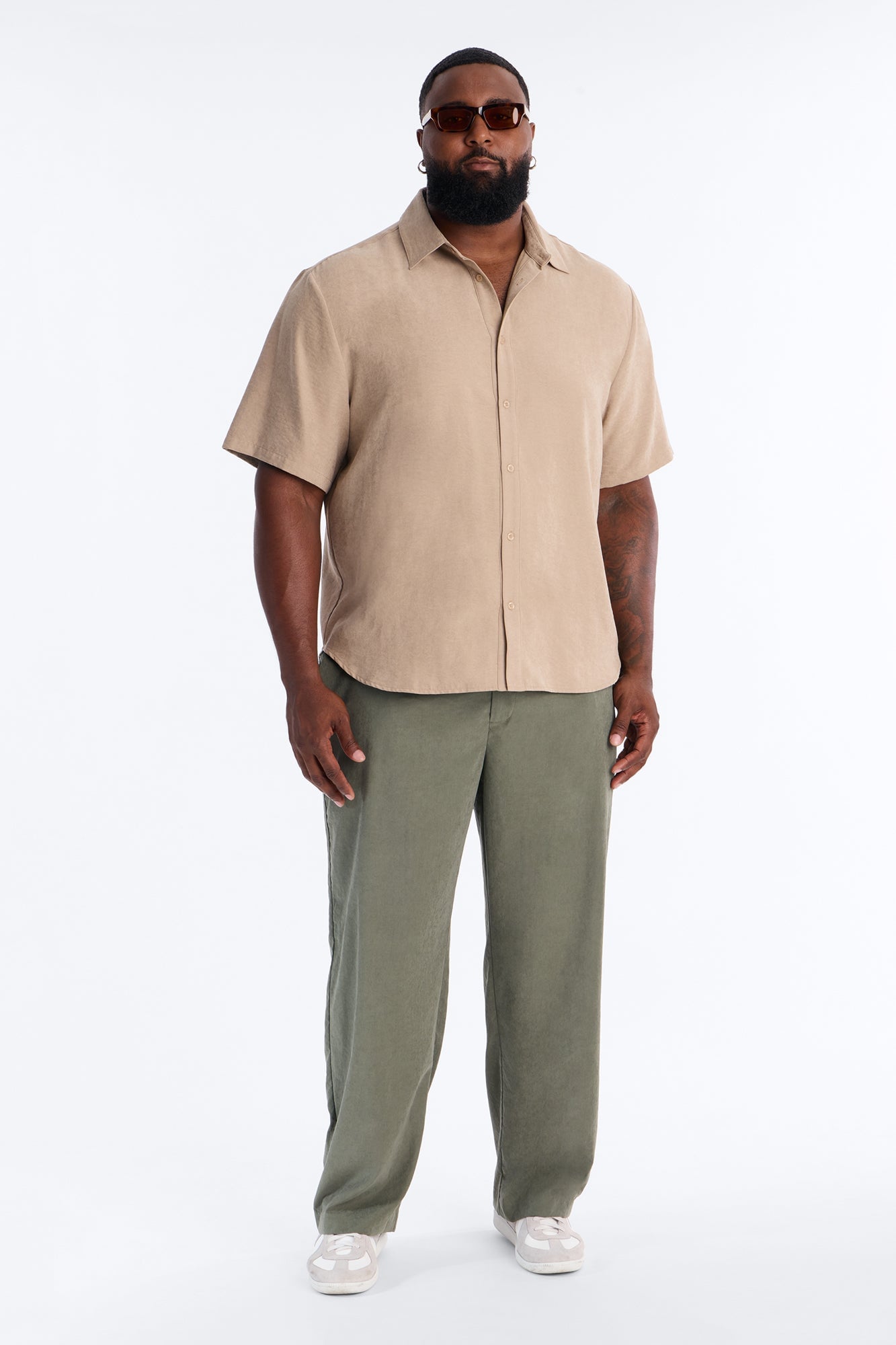 Neo Faux Suede Straight Leg Trouser - Olive image 2