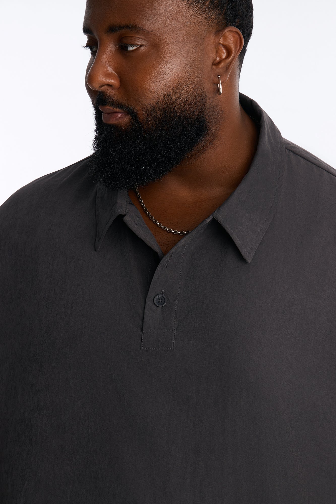 Neo Faux Suede Short Sleeve Polo - Black image 3