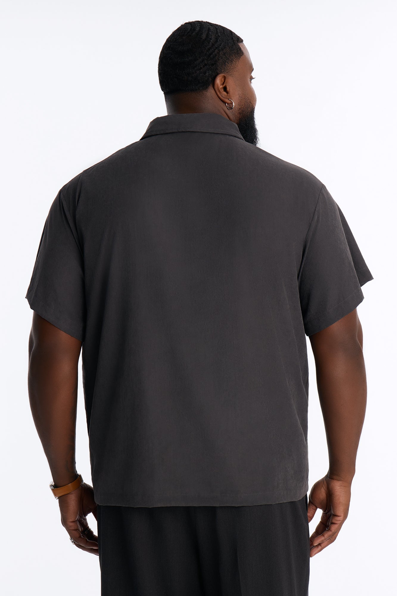 Neo Faux Suede Short Sleeve Polo - Black image 4