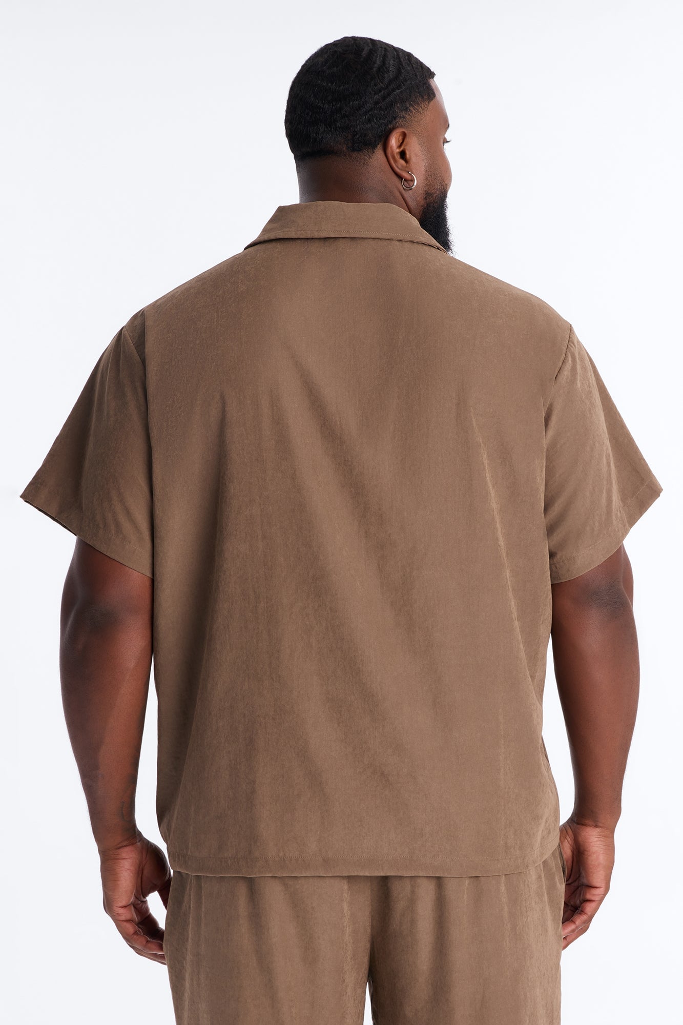 Neo Faux Suede Short Sleeve Polo - Brown image 4