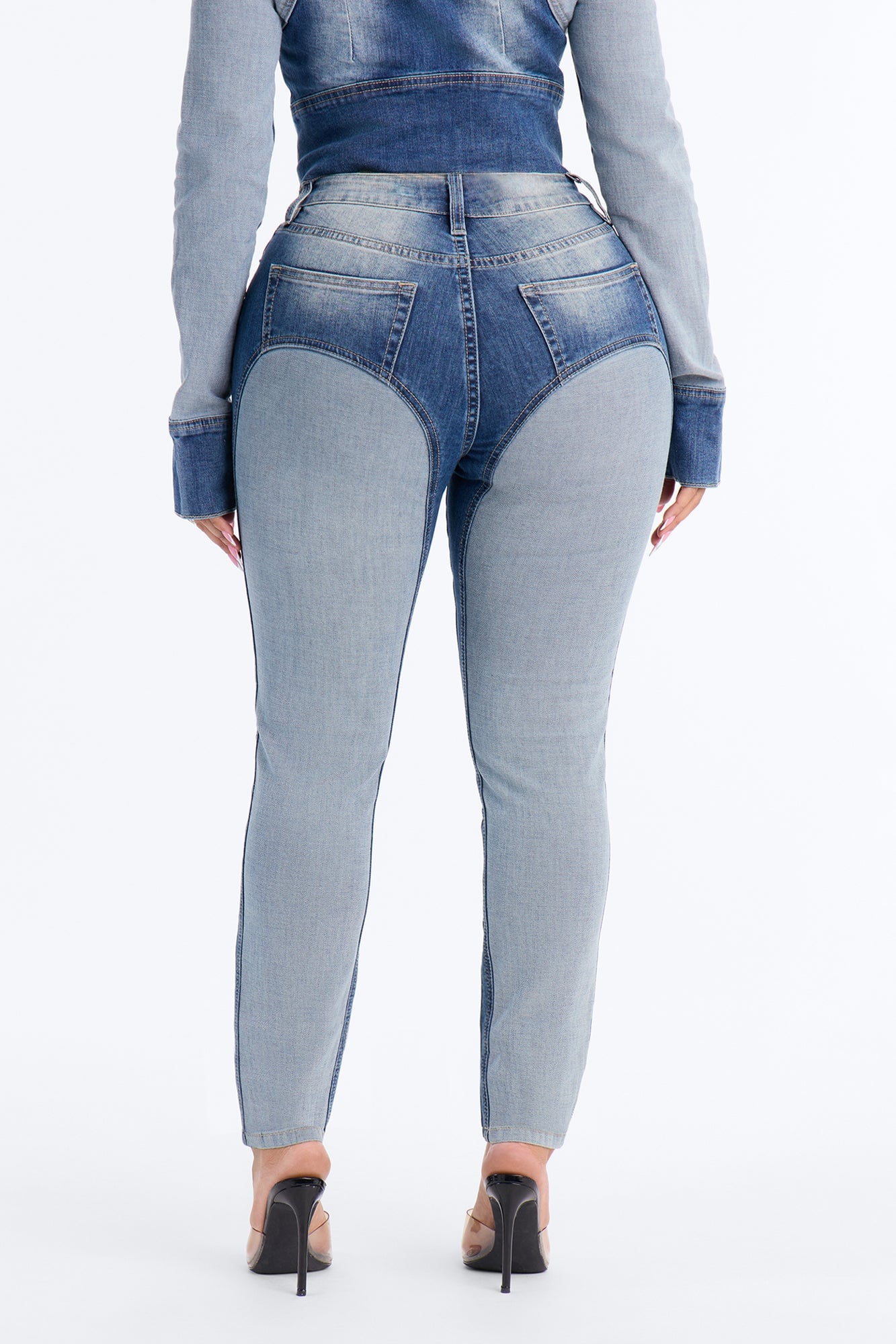 Tall Coronado Two Tone Moto Skinny Jeans - Medium Wash image 10