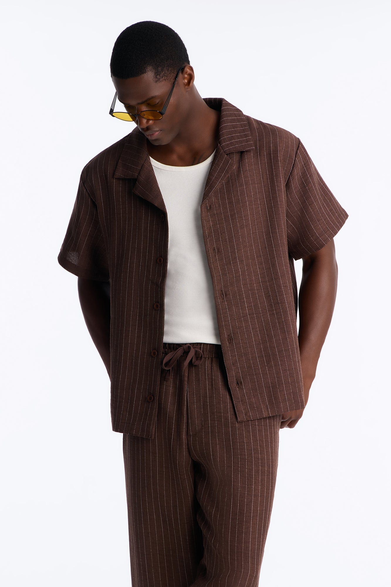 Off Stitch Relaxed Cuban Collar Shirt - Brown/combo image 5