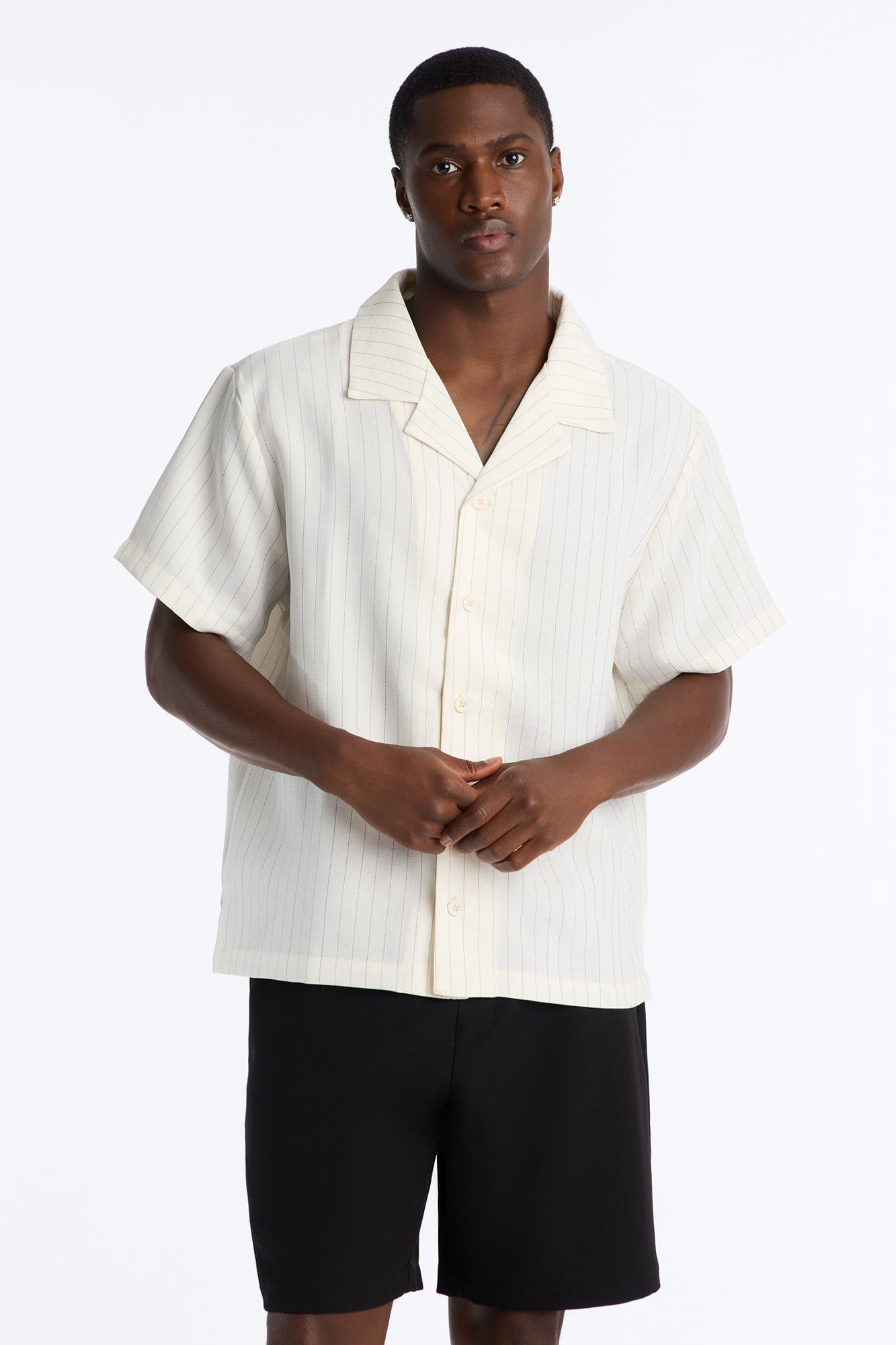 Off Stitch Relaxed Cuban Collar Shirt - Cream/combo image 5