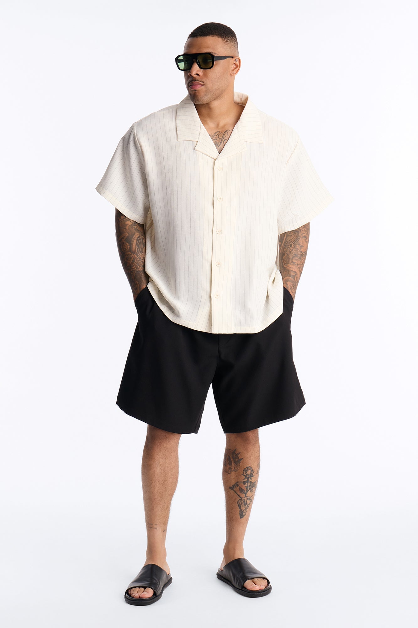 Off Stitch Relaxed Cuban Collar Shirt - Cream/combo image 2