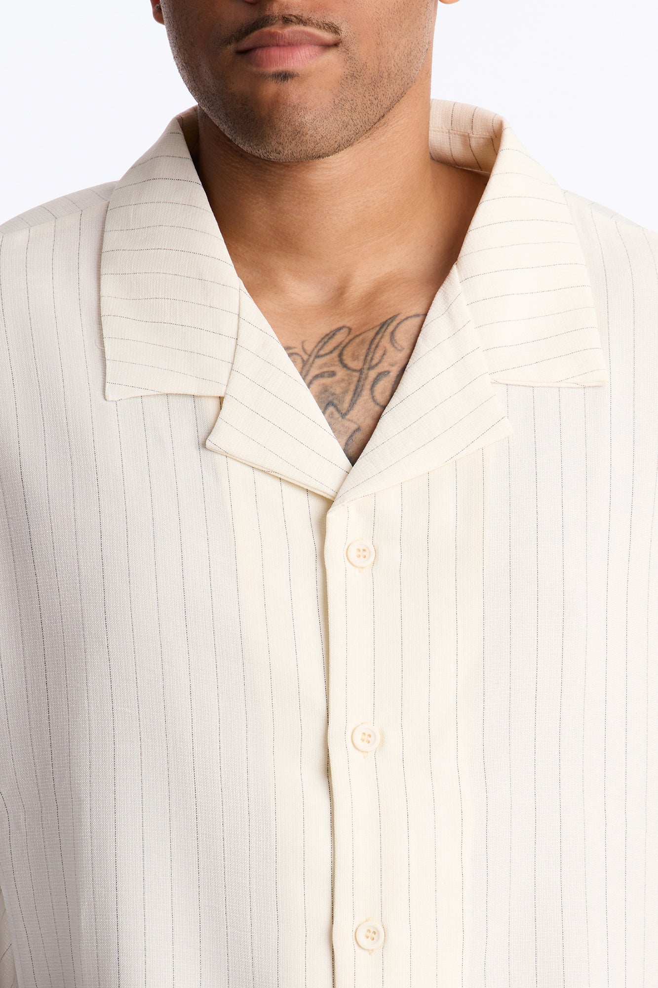 Off Stitch Relaxed Cuban Collar Shirt - Cream/combo image 3