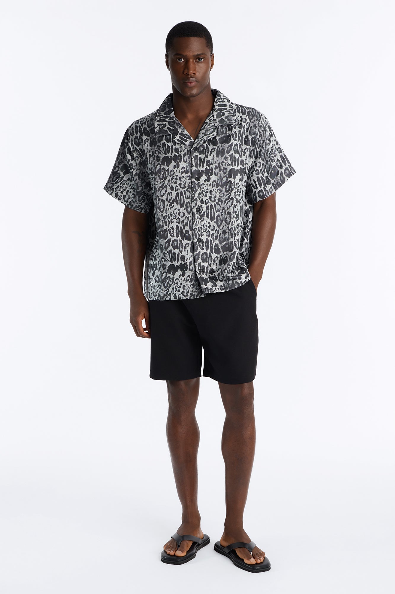 Night Prowl Relaxed Cuban Collar Shirt - Grey/combo image 6