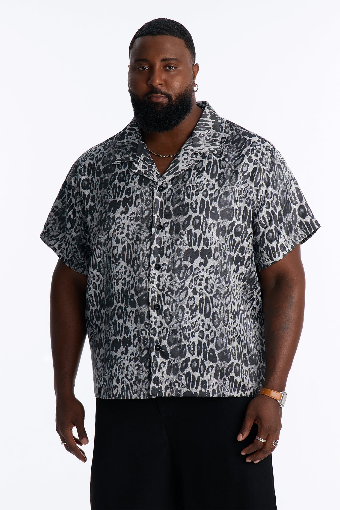 Night Prowl Relaxed Cuban Collar Shirt - Grey/combo
