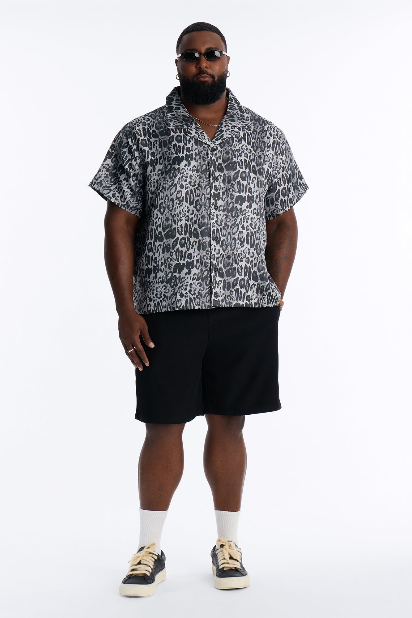 Night Prowl Relaxed Cuban Collar Shirt - Grey/combo image 2