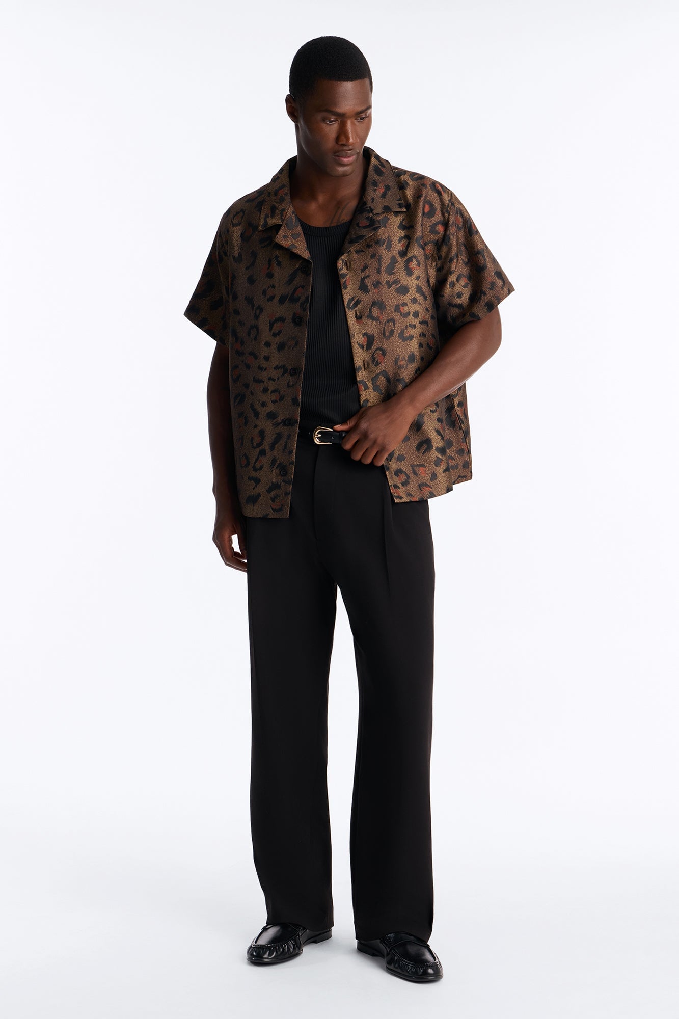 Dune Leopard Cuban Collar Button Up Shirt - Brown/combo image 6