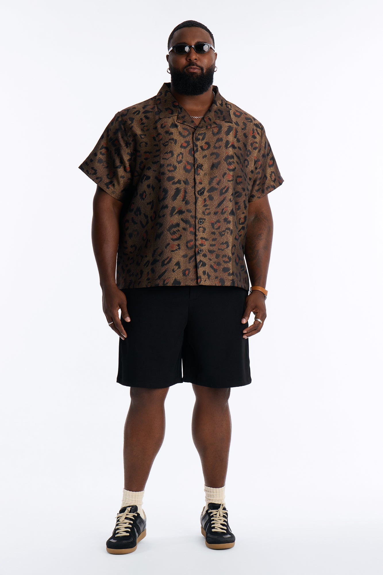 Dune Leopard Cuban Collar Button Up Shirt - Brown/combo image 2