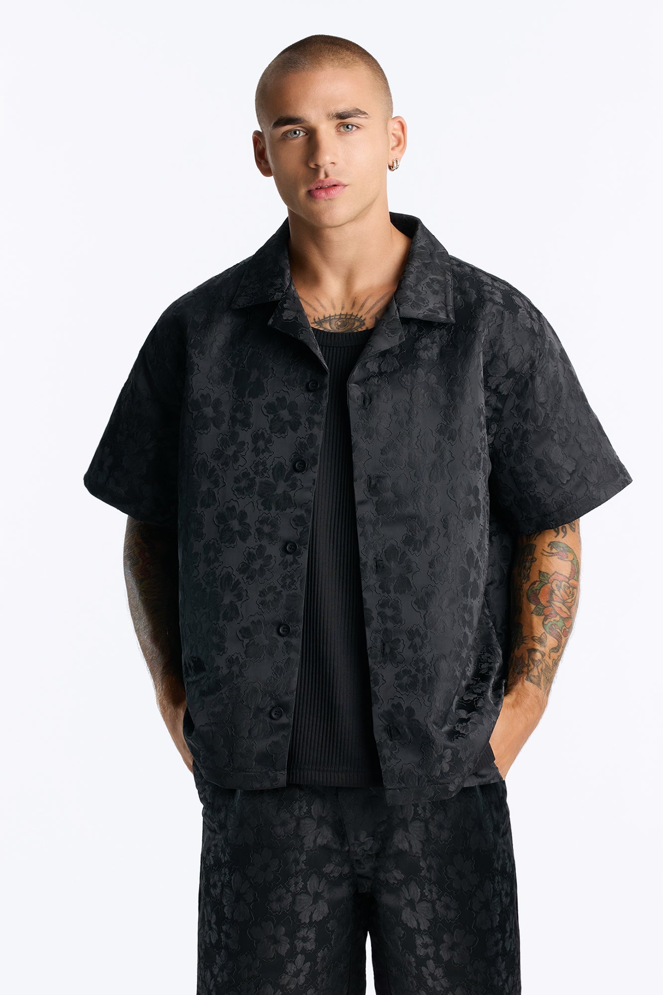 Lotto Floral Relaxed Cuban Collar Shirt - Black image 6