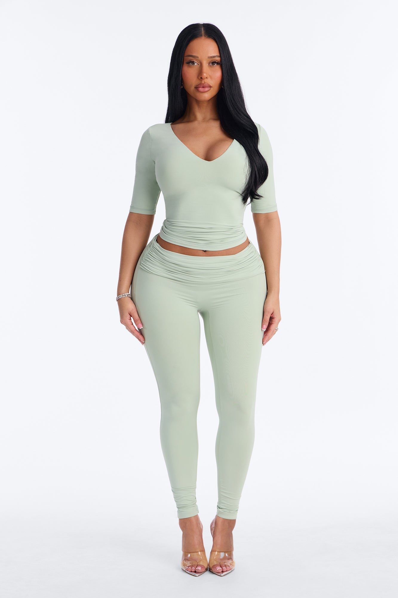 Second Skin Deep U Neck Elbow Sleeve Top - Mint image 6