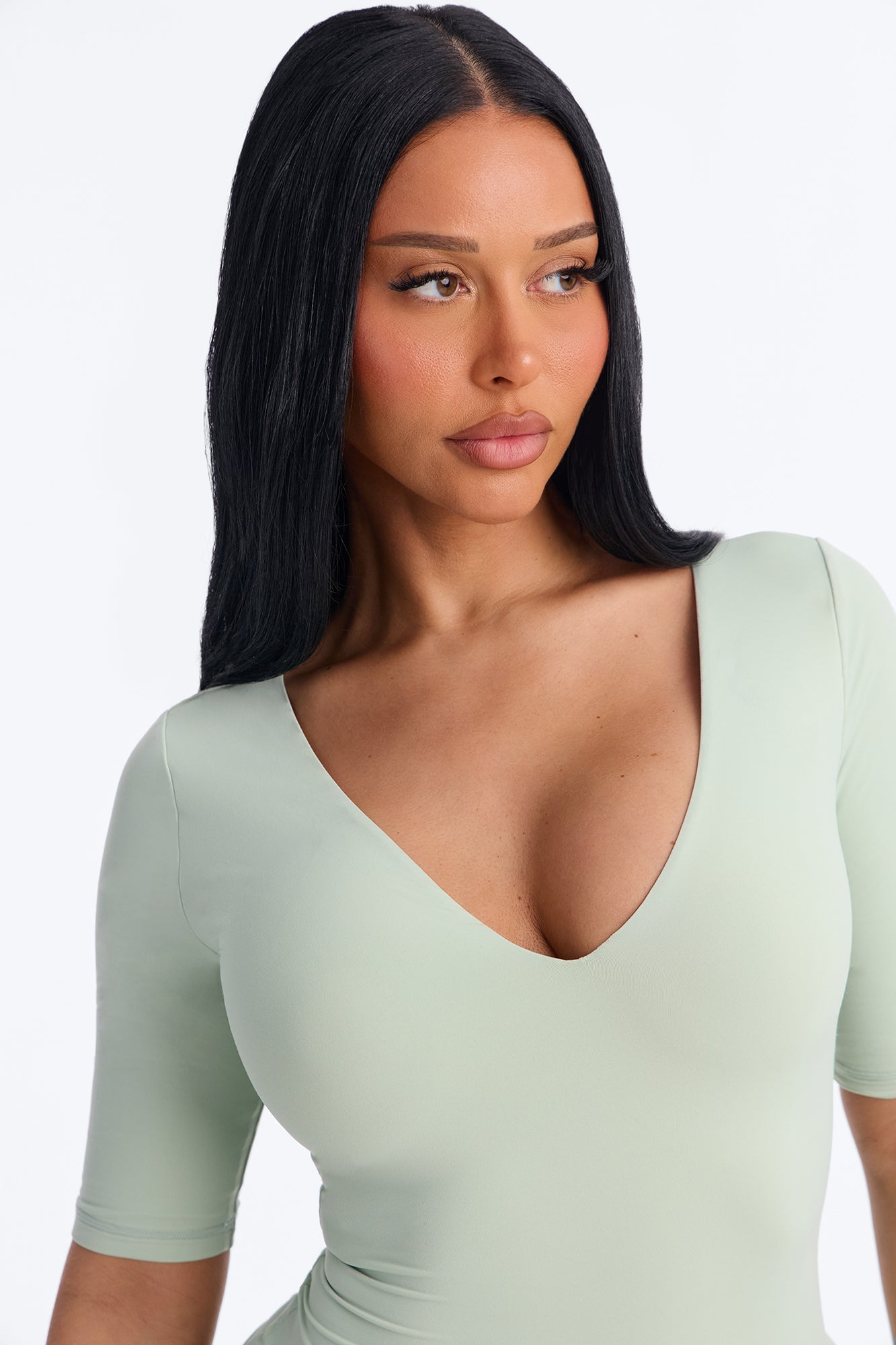 Second Skin Deep U Neck Elbow Sleeve Top - Mint image 7