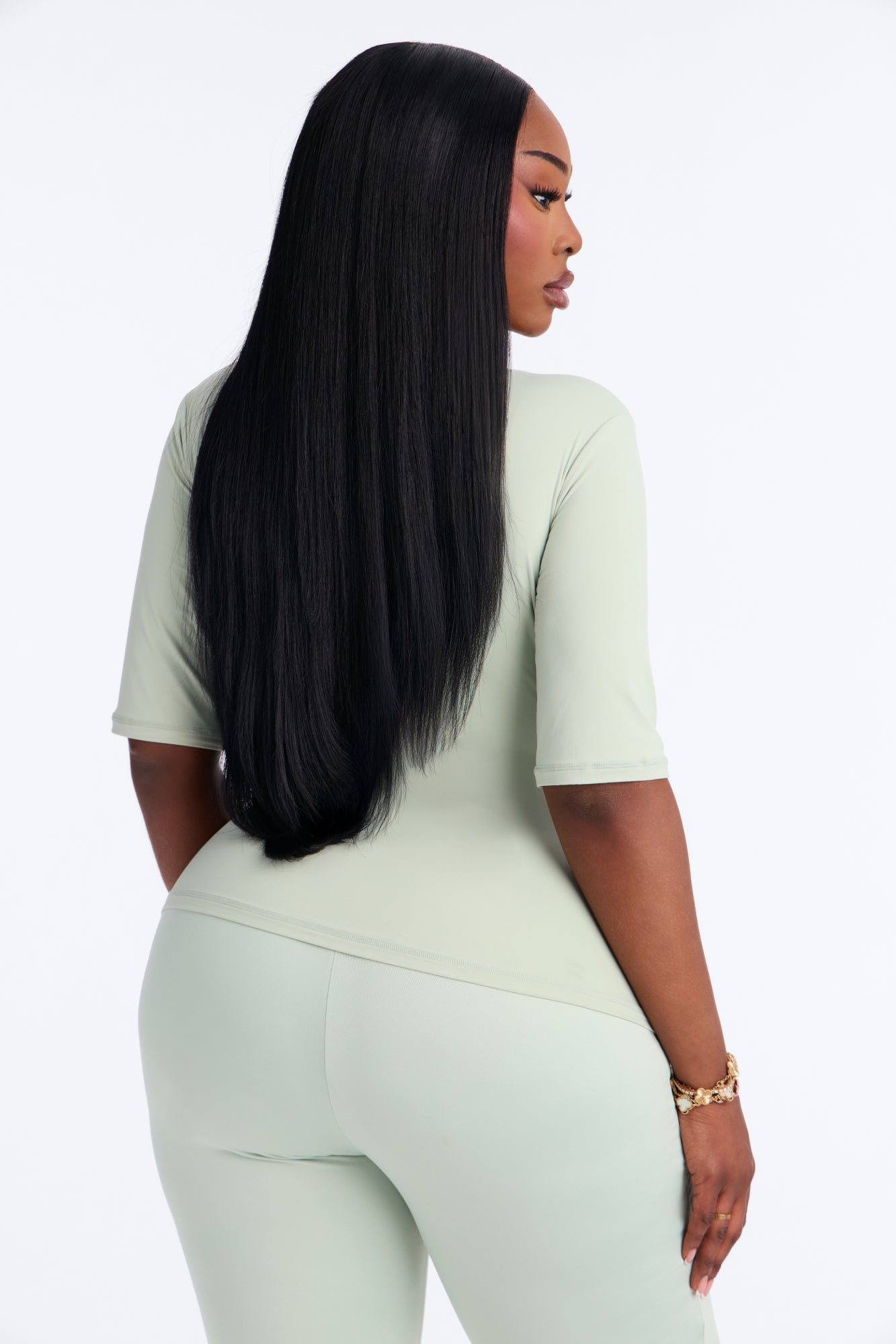 Second Skin Deep U Neck Elbow Sleeve Top - Mint image 3
