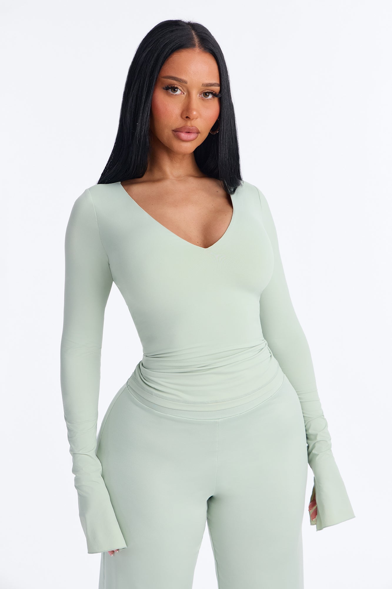 Second Skin Deep U Neck Long Sleeve Top - Mint image 5