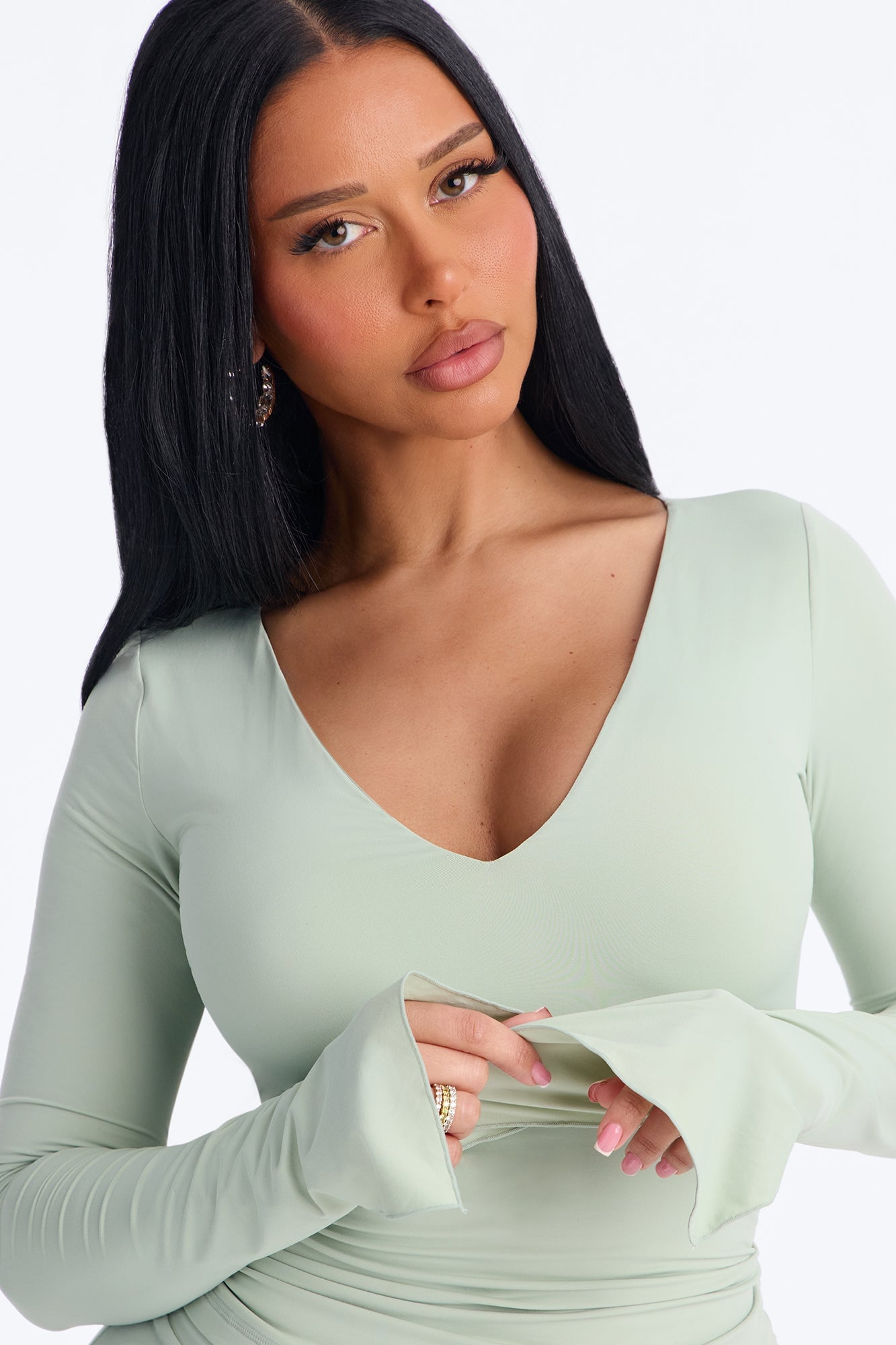Second Skin Deep U Neck Long Sleeve Top - Mint image 7