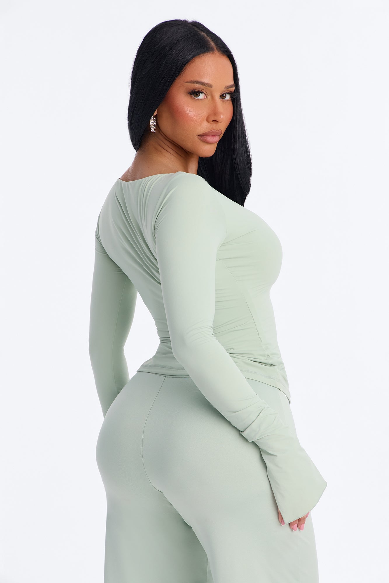 Second Skin Deep U Neck Long Sleeve Top - Mint image 8