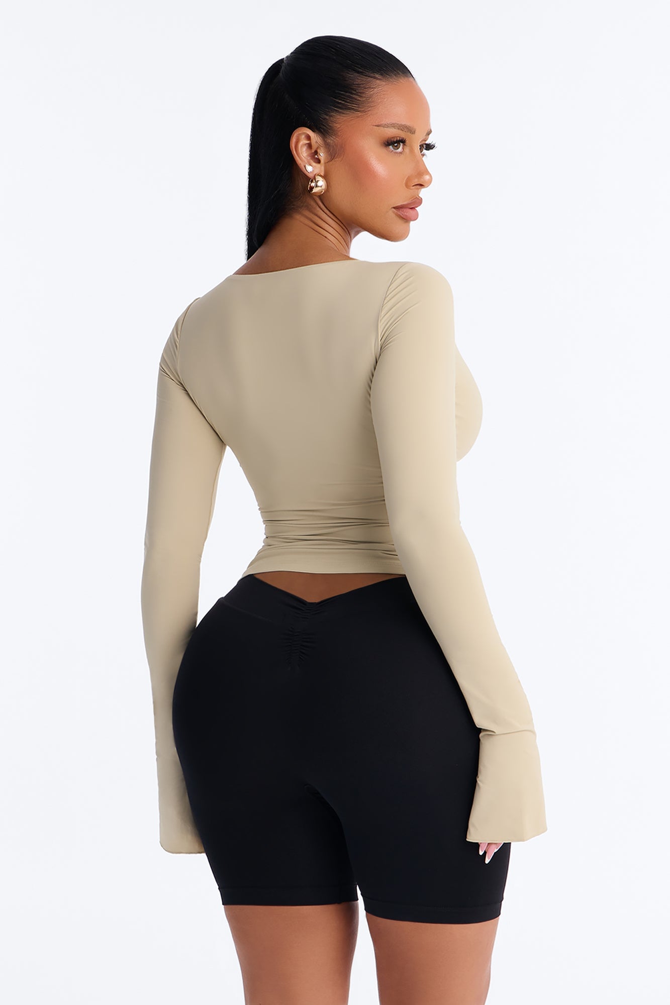 Second Skin Deep U Neck Long Sleeve Top - Stone image 8