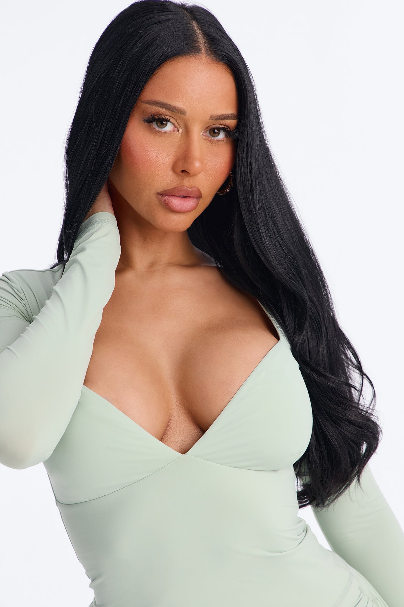 Second Skin Double Lined Bra Pad V Neck Top - Mint image 8