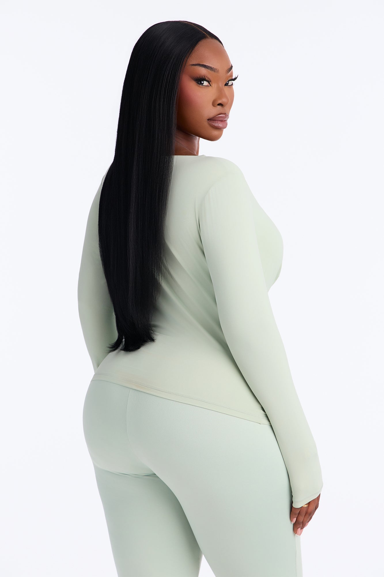 Second Skin Double Lined Bra Pad V Neck Top - Mint image 4