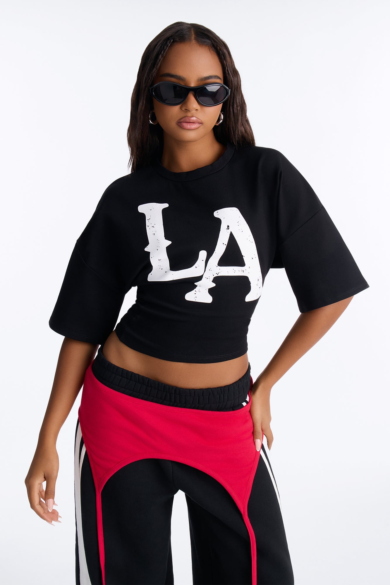 LA Urban Style Cinched Waist Tee - Black image 5