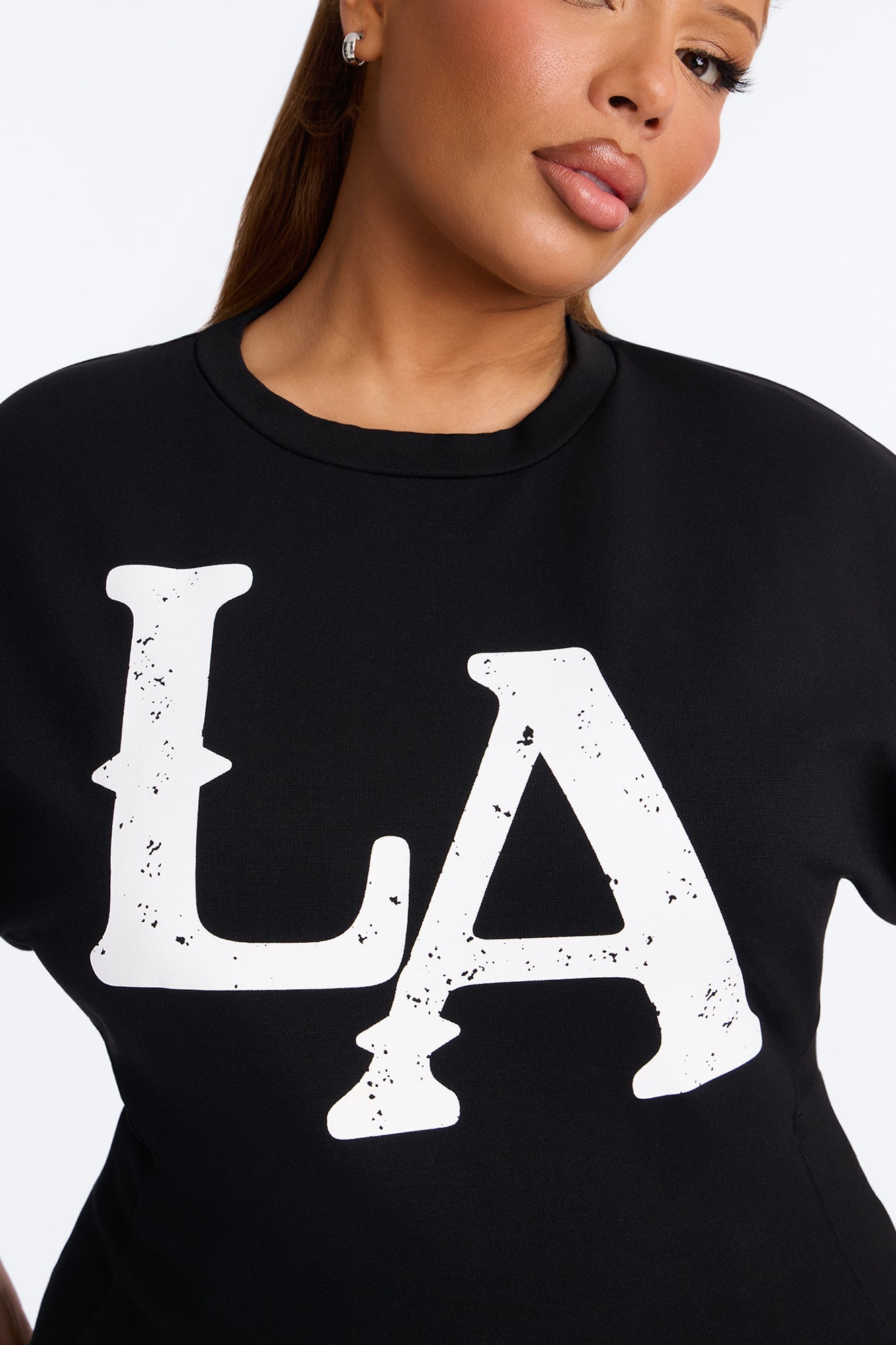 LA Urban Style Cinched Waist Tee - Black image 3