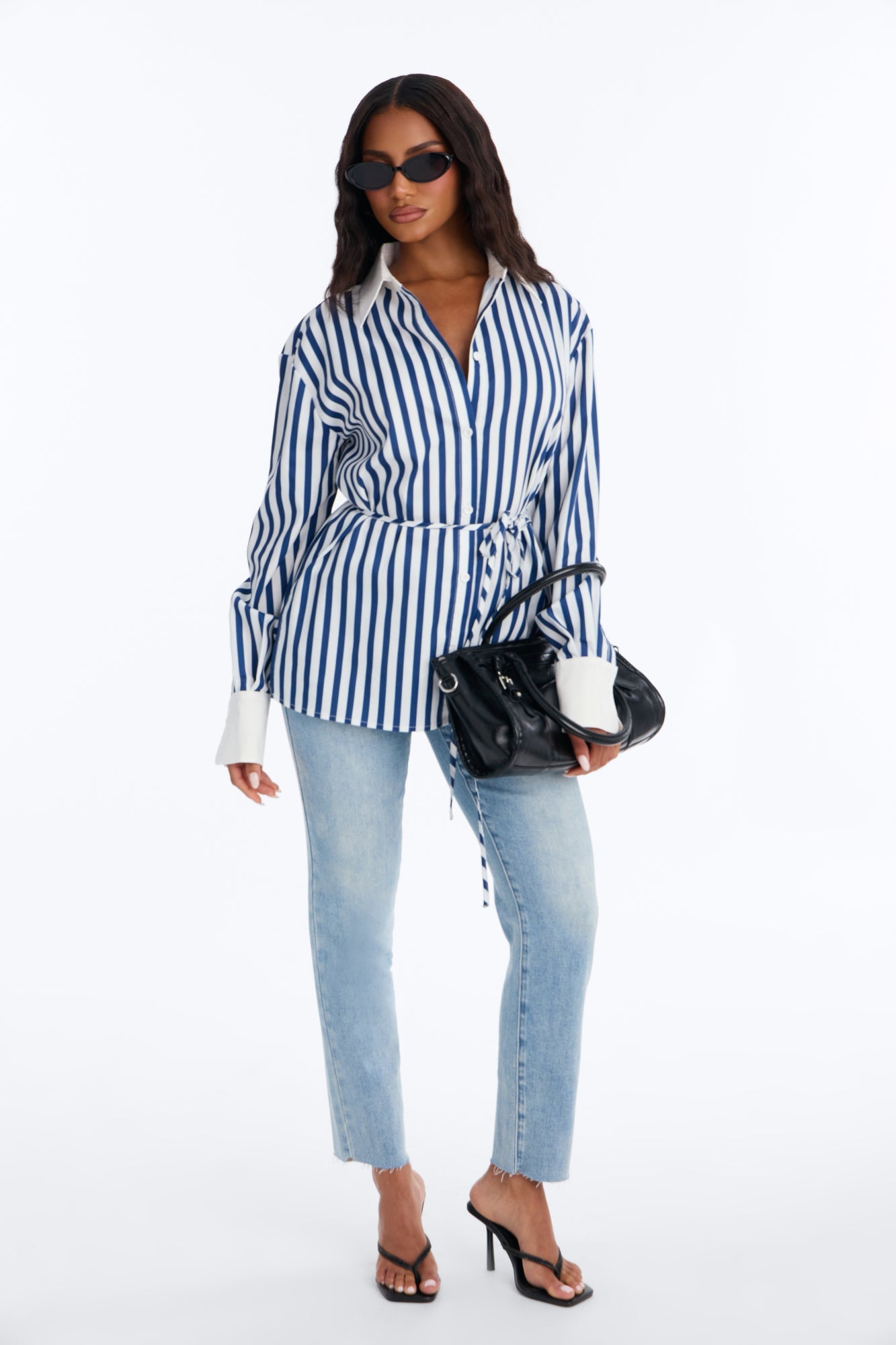 Aylene Striped Poplin Shirt - Navy/combo image 6