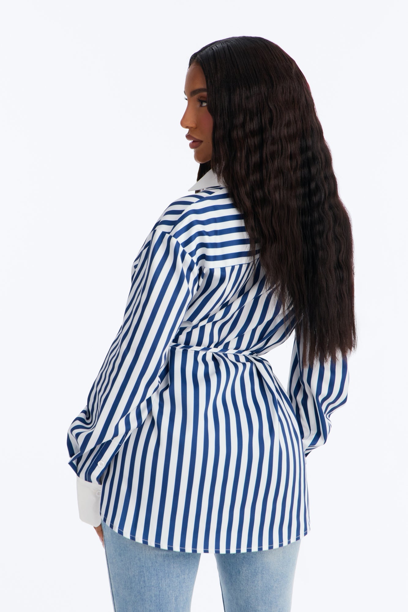 Aylene Striped Poplin Shirt - Navy/combo image 8