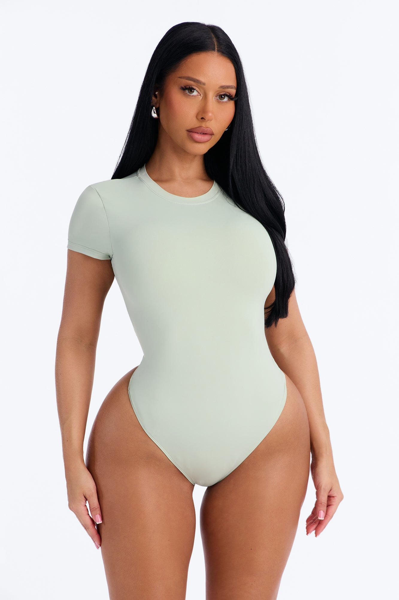 Second Skin Double Lined Crew Neck Short Sleeve Bodysuit - Mint image 5