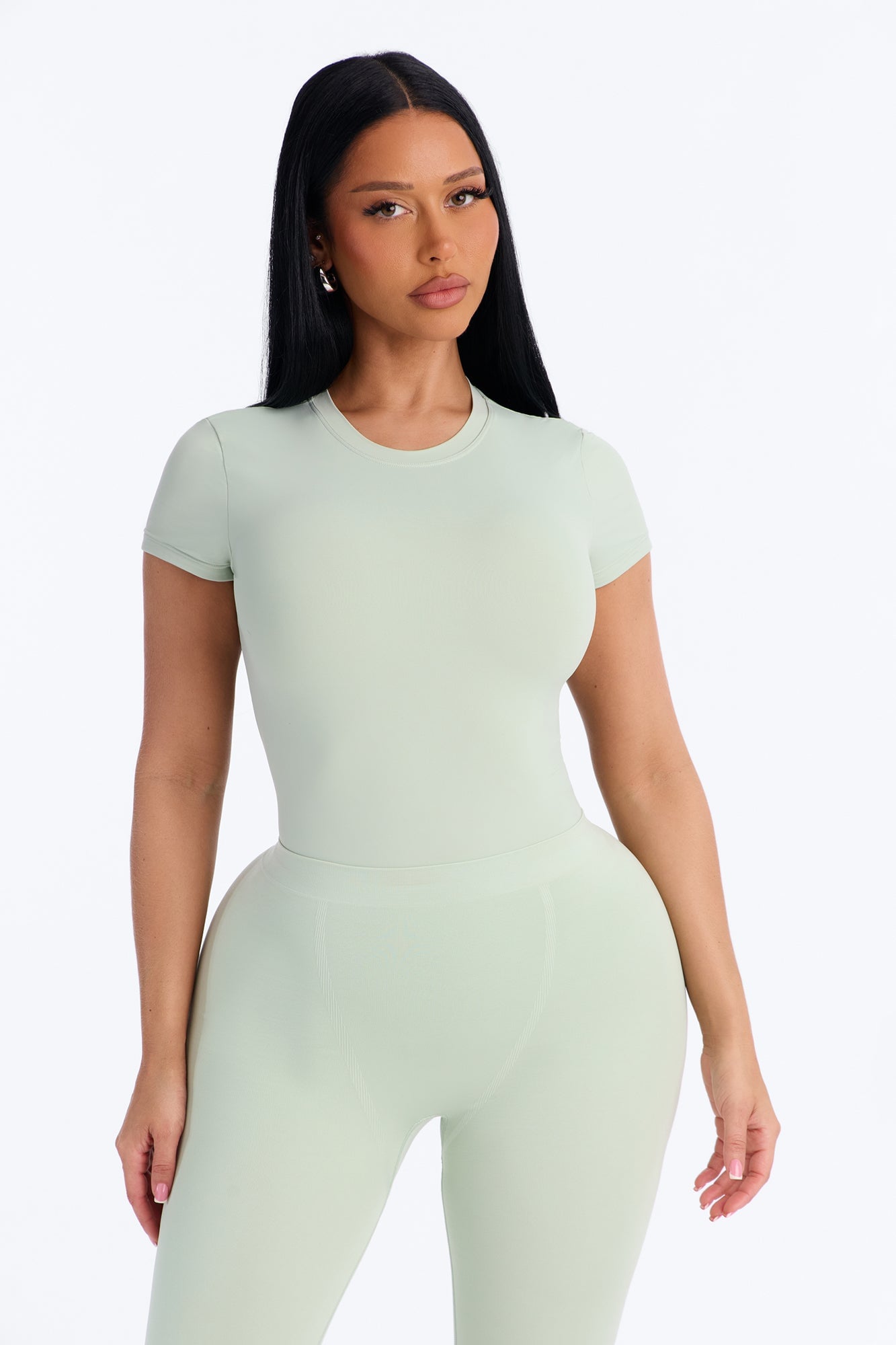 Second Skin Double Lined Crew Neck Short Sleeve Bodysuit - Mint image 6